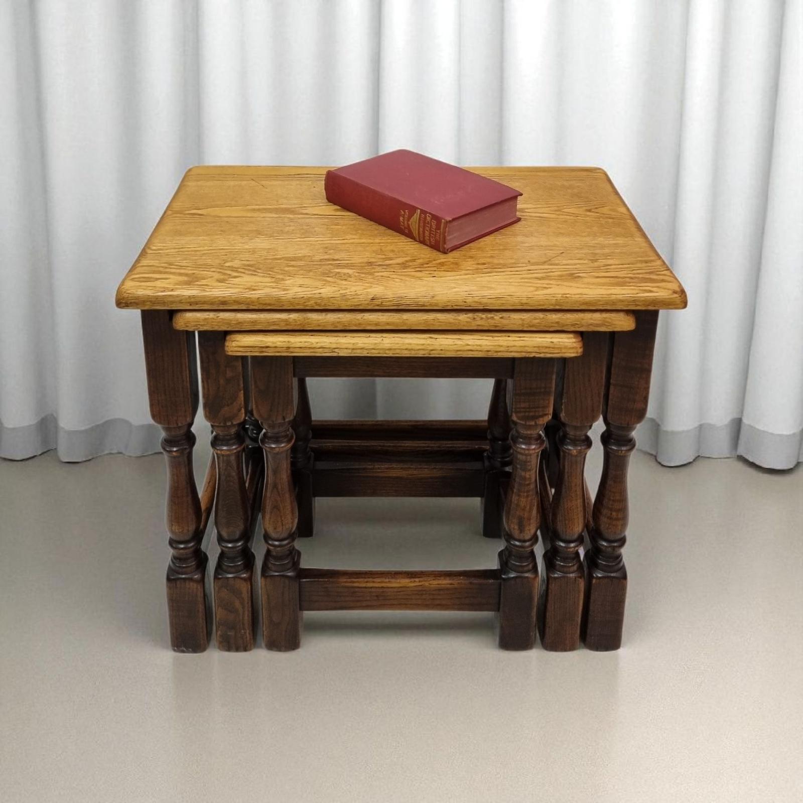 Vintage Oak Nest of Tables / Jaycee Furniture / Brown Oak c.1970 (1 of 11)