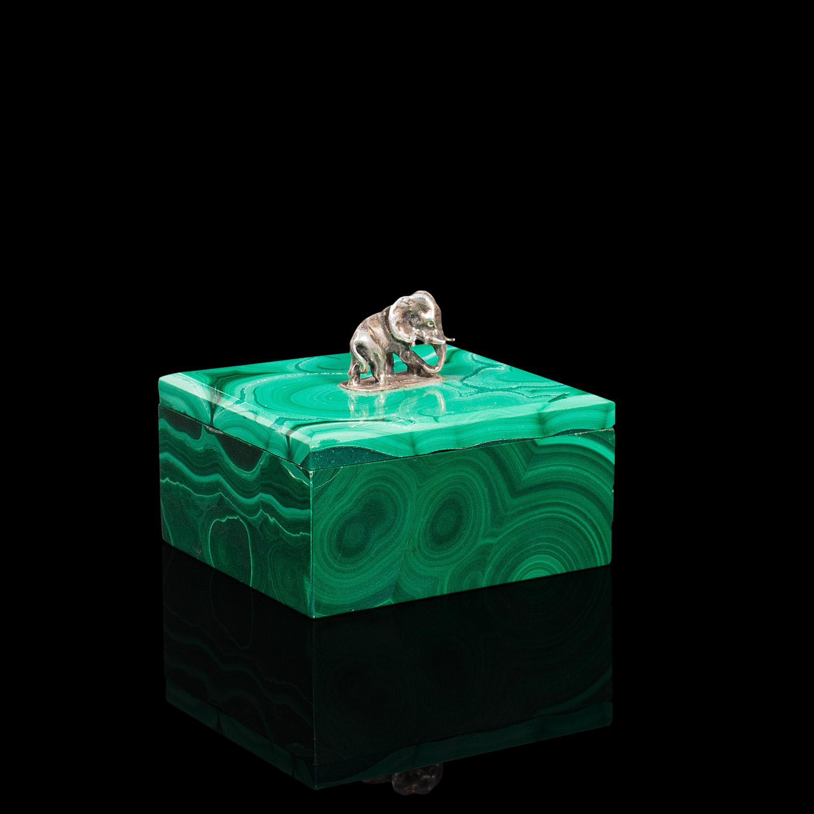 Small Antique Trinket Box, English, Malachite, Silver, Decorative, Victorian (1 of 12)