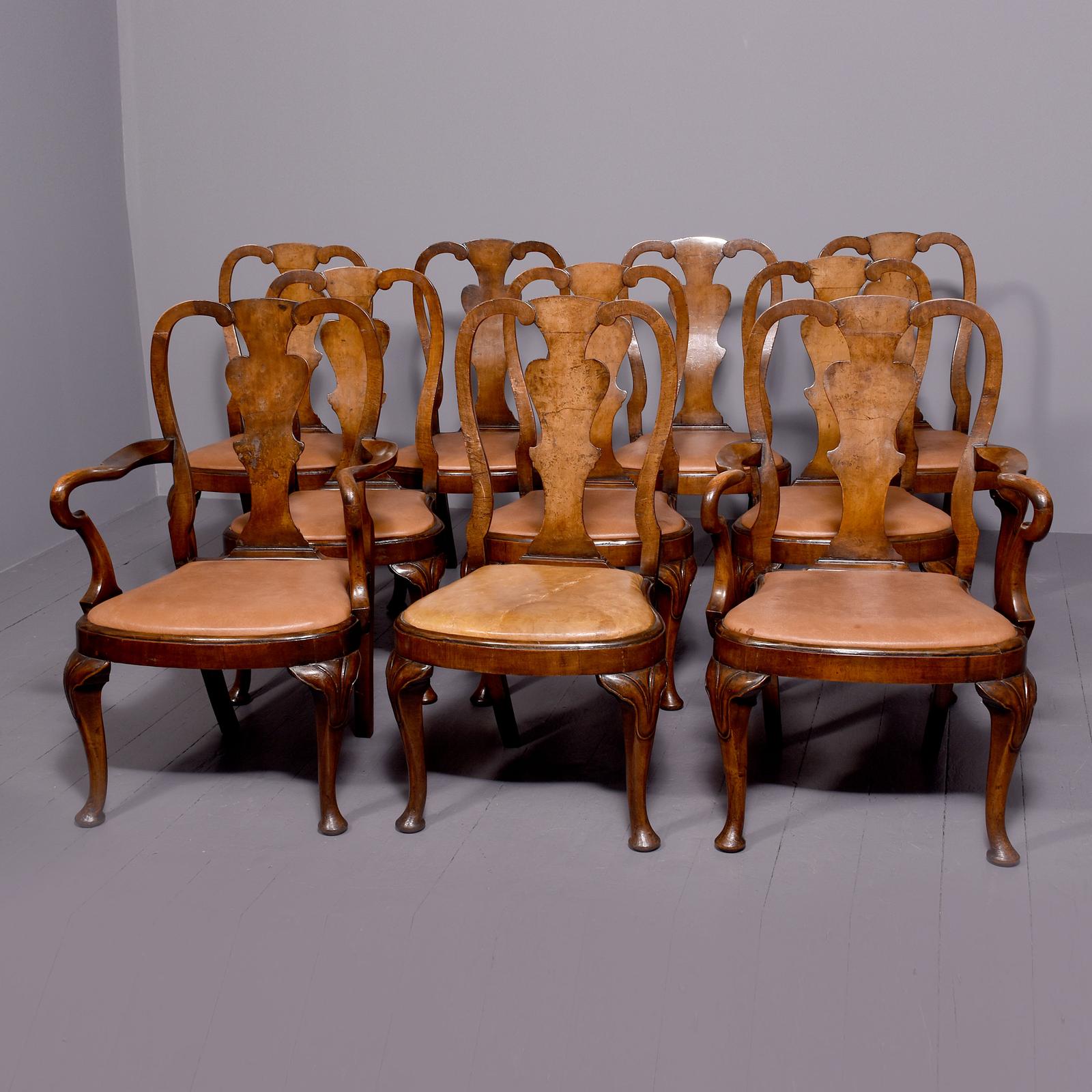 Set of 10 George II Walnut Dining Chairs (1 of 9)