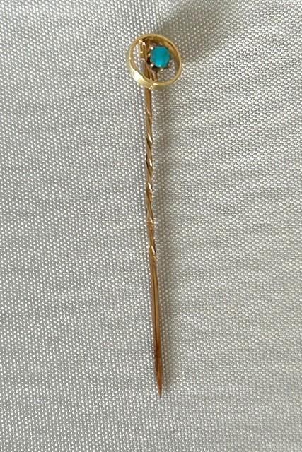 Boxed Edwardian 15ct Gold & Turquoise Stick Pin (1 of 5)