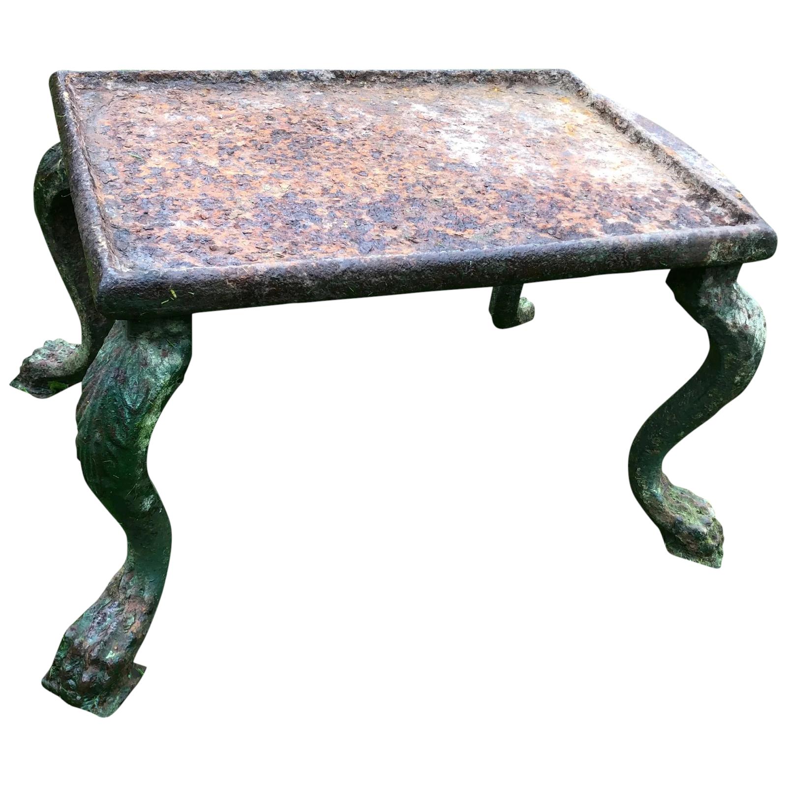 French 18th Century Grand Tour Cast Iron Plinth Garden Table on Lion Legs (1 of 40)
