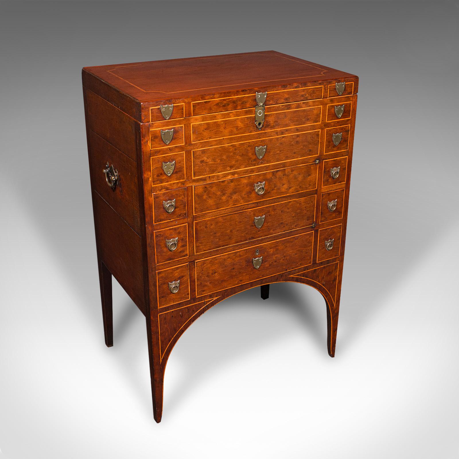 Antique Drawing Room Show Cabinet, English, Burr Walnut, Chest on Stand, Regency (1 of 11)