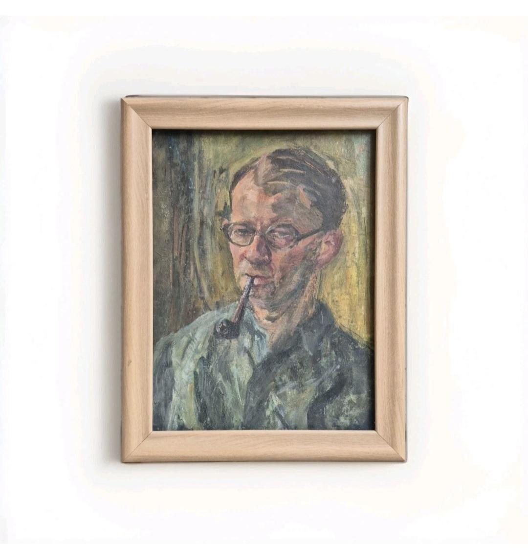 Vintage Oil On Board Self Portrait by Owen Rowley, (1 of 18) Vintage Oil On Board Self Portrait by Owen Rowley, (1 of 18)