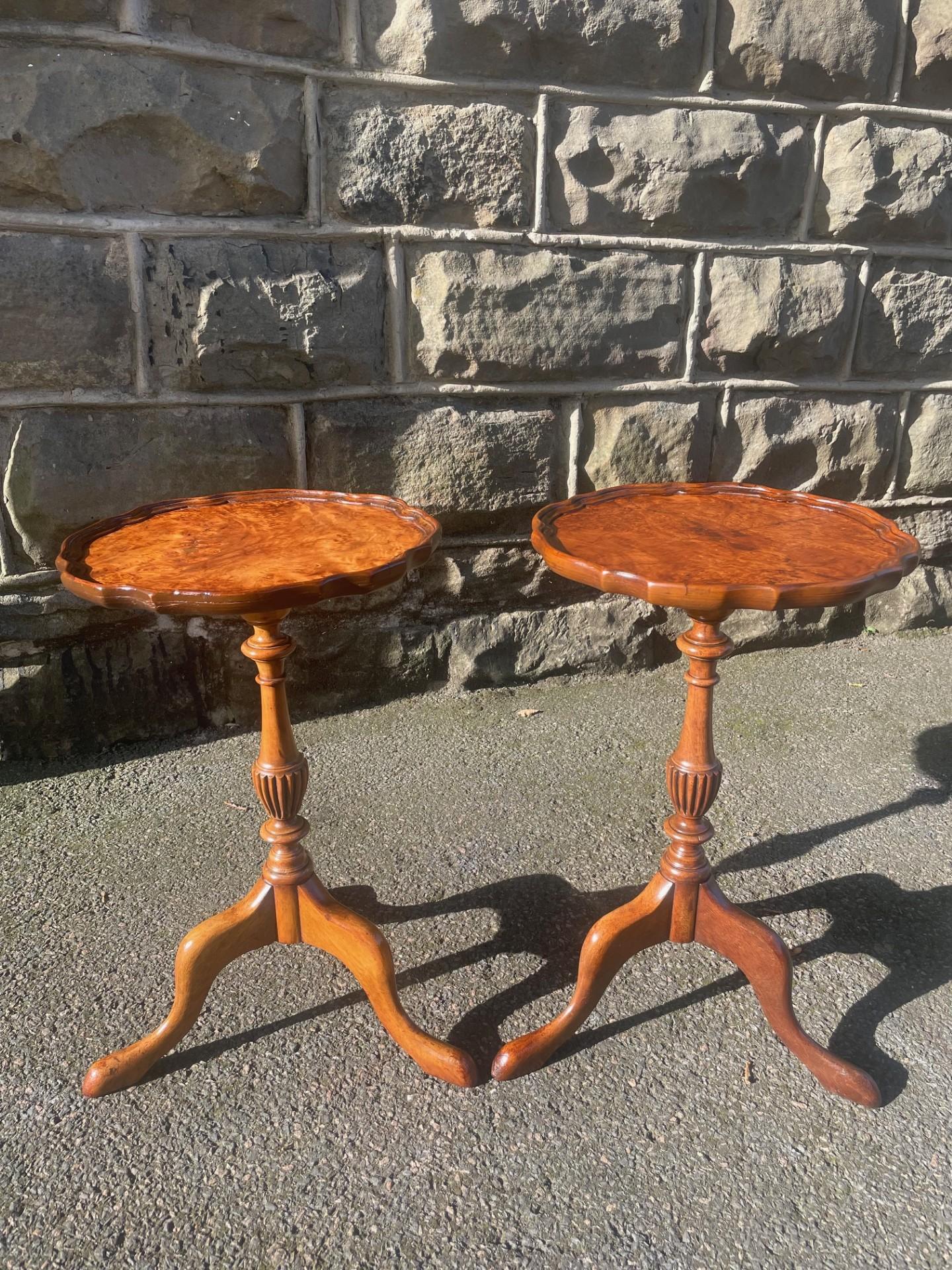 Pair Antique Burr Walnut Tripod Wine Tables (1 of 8)