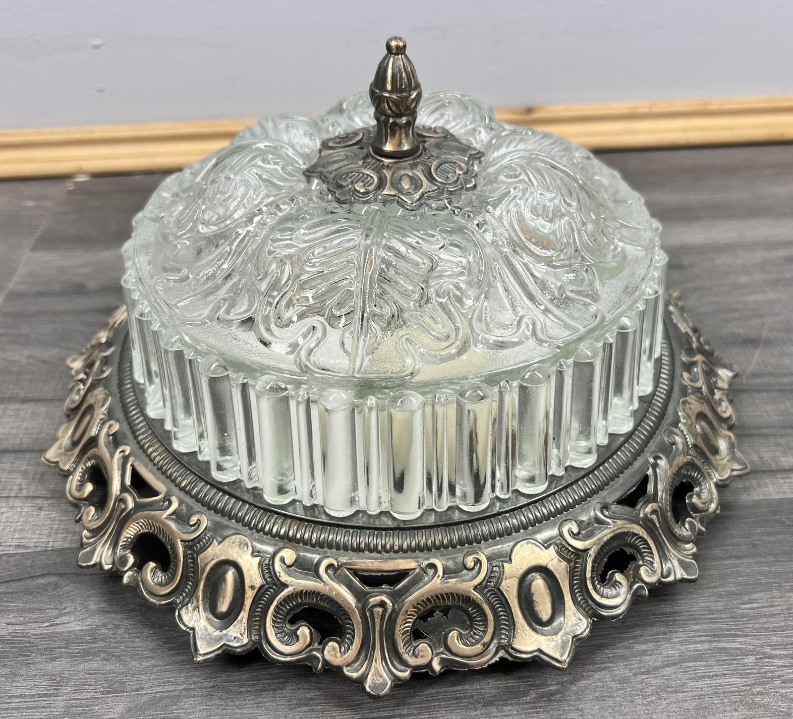 Ceiling Light Vintage Crystal Glass Metal 2 Bulb Fitting (1 of 9) Ceiling Light Vintage Crystal Glass Metal 2 Bulb Fitting (1 of 9)