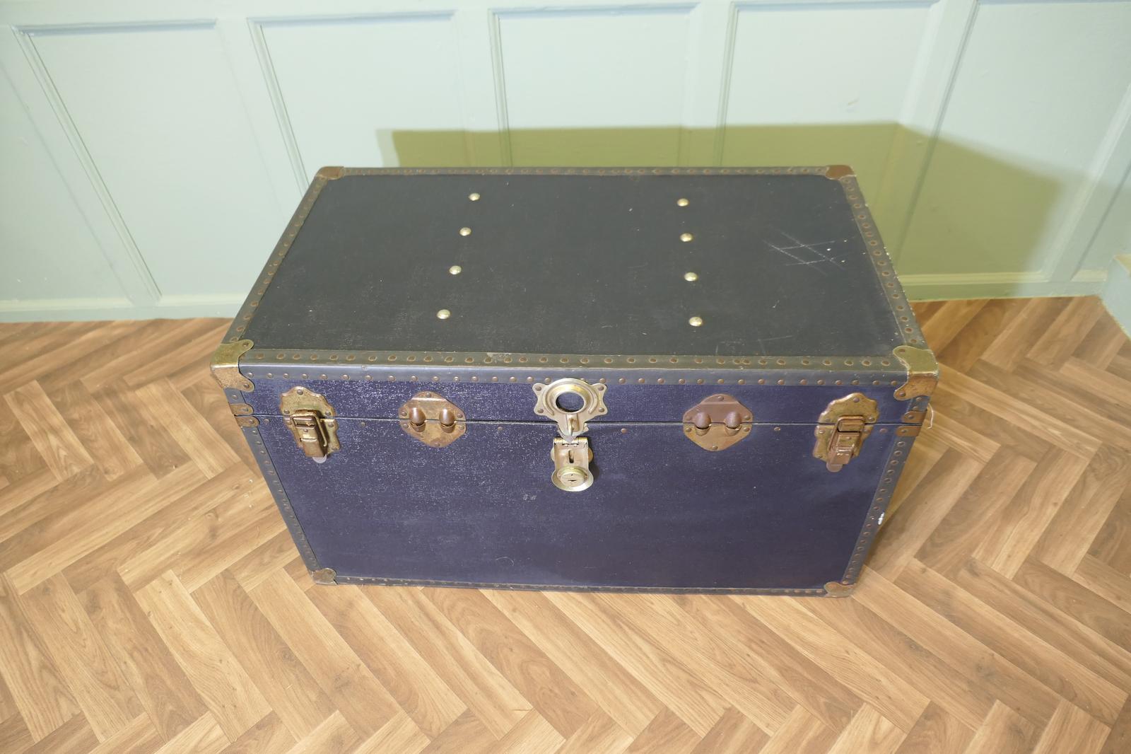 Large Vintage Faux Leather Studded Travel Trunk (1 of 6)