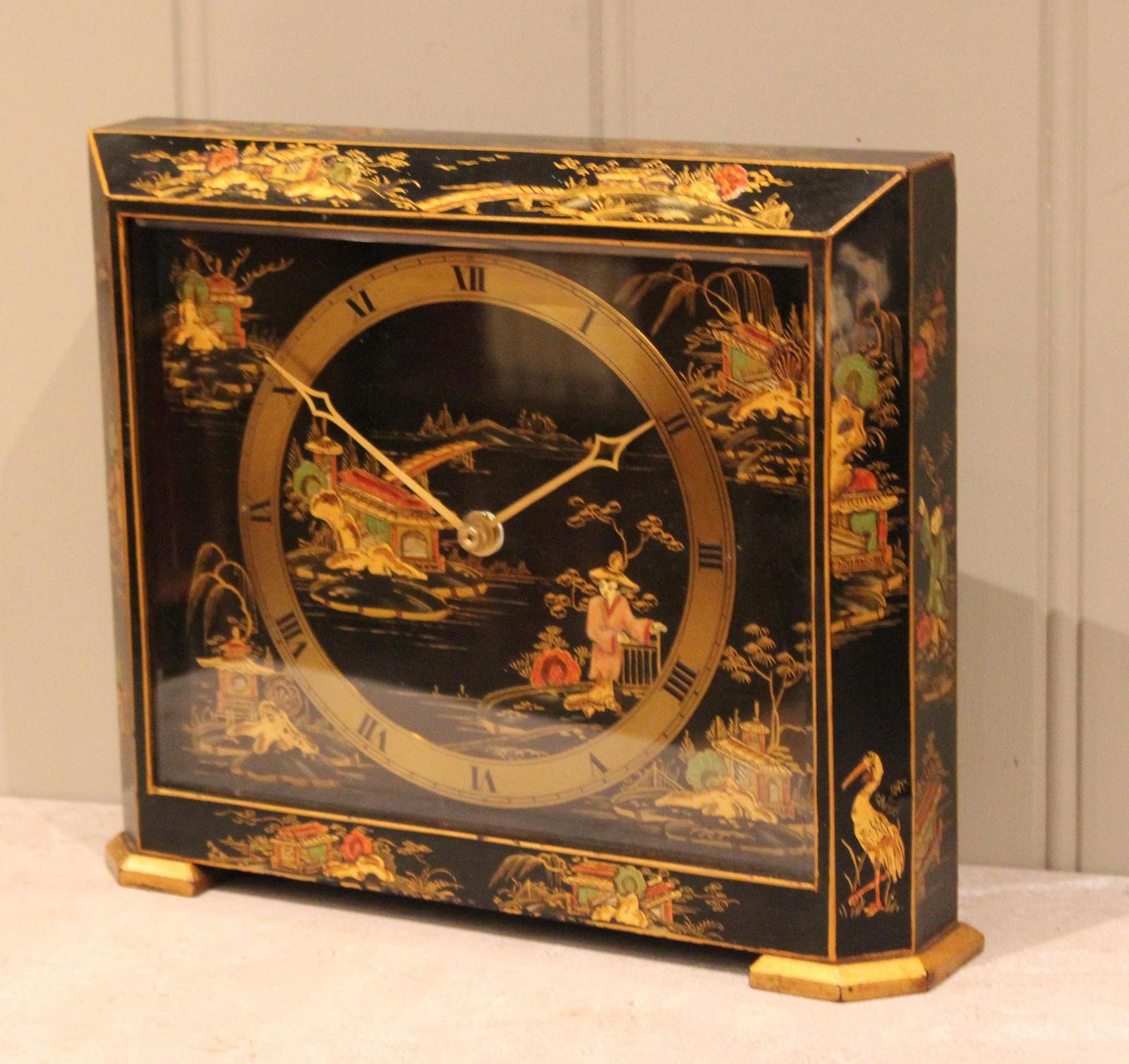 Black Chinoiserie Mantel Clock (1 of 9)