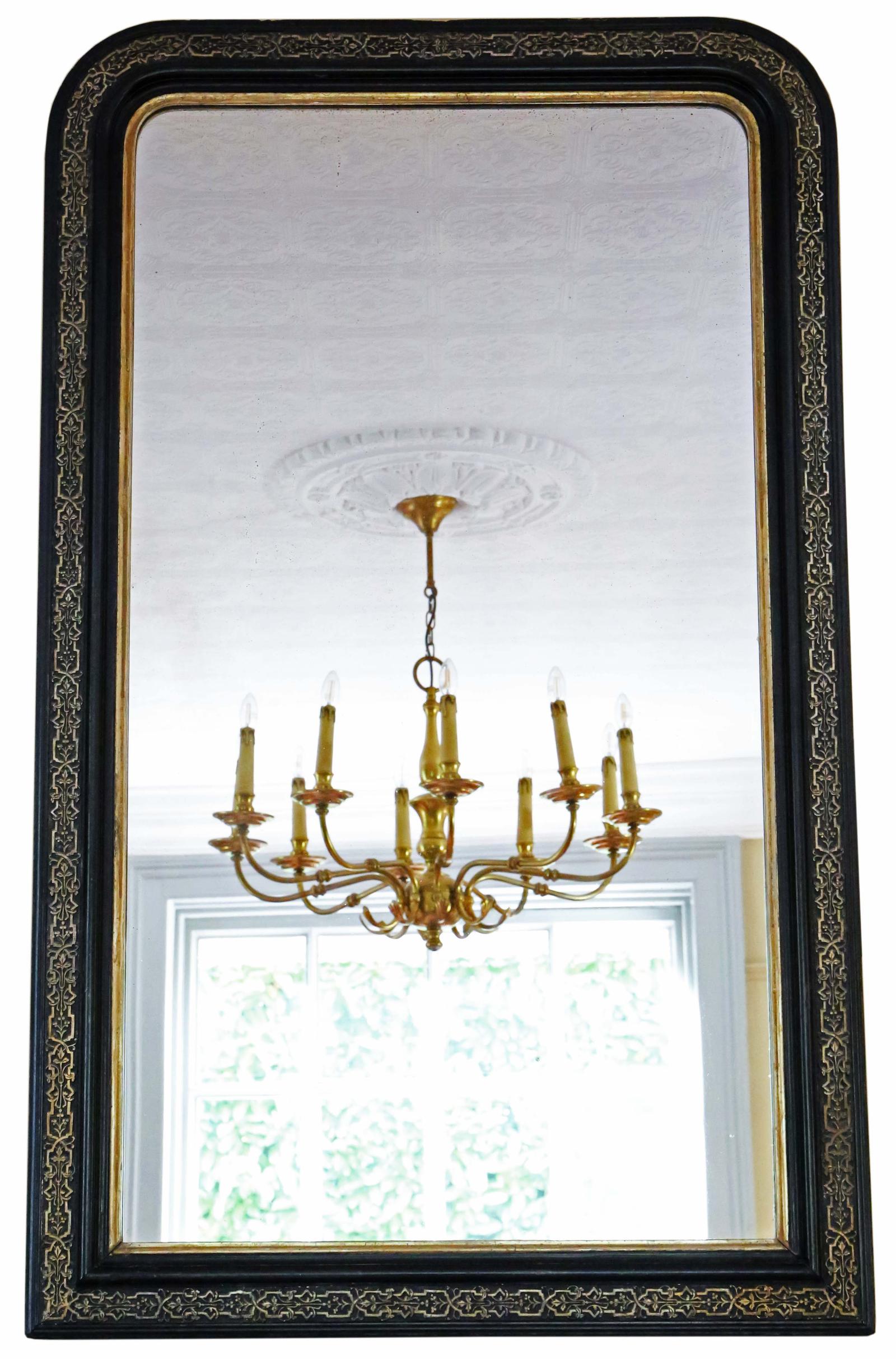 Antique Very Large 19th Century Quality Ebonised & Gilt Overmantle Wall Mirror (1 of 6)