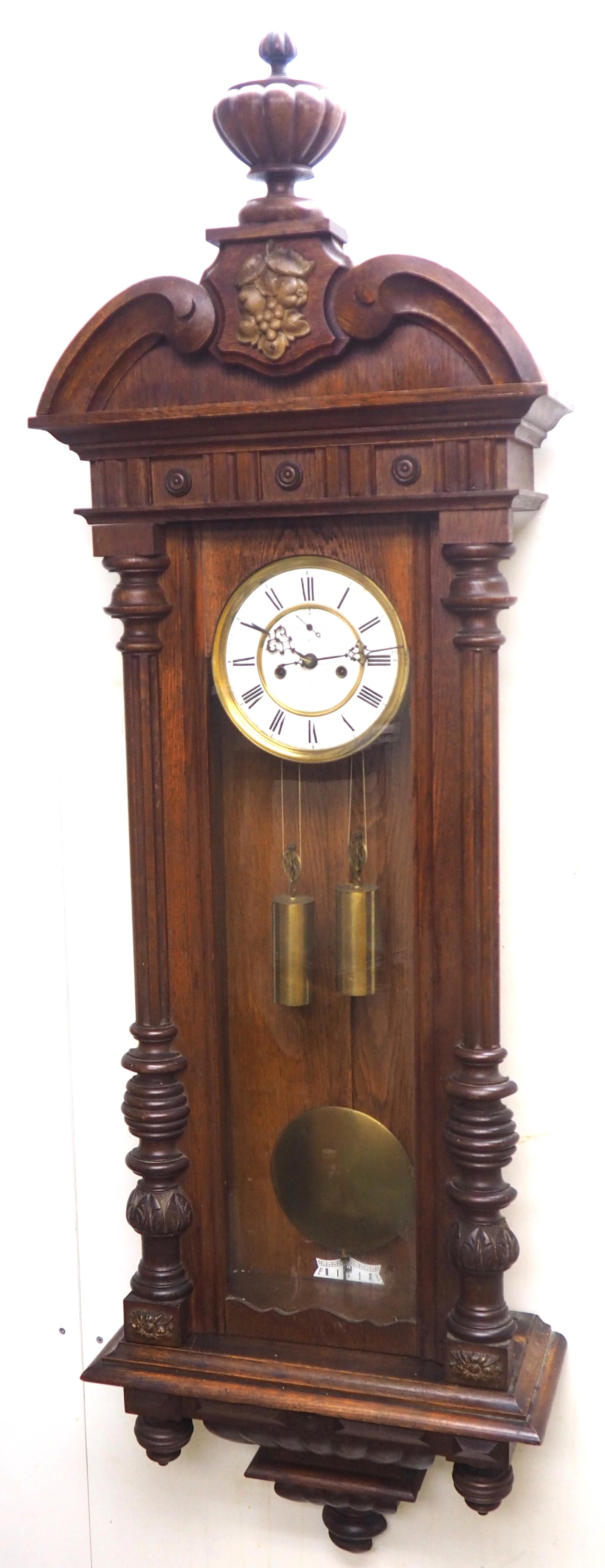Rare Impressive Antique Oak Cased 8-day Twin Weight Striking Vienna Regulator Wall Clock by Gustav Becker (1 of 14)