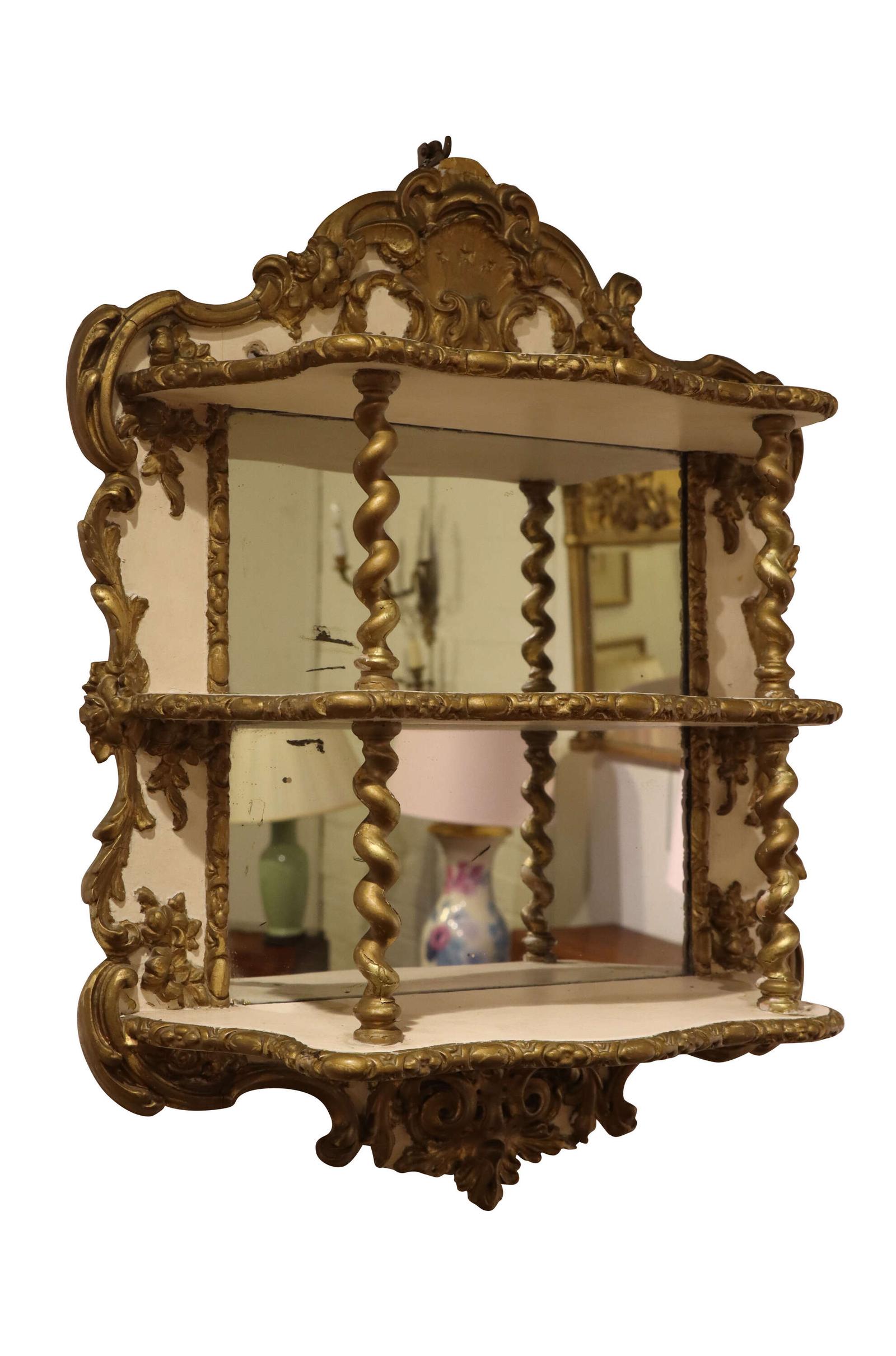 French Rococo Revival Painted & Gilt Wall Étagère c.1920 (1 of 3) French Rococo Revival Painted & Gilt Wall Étagère c.1920 (1 of 3)