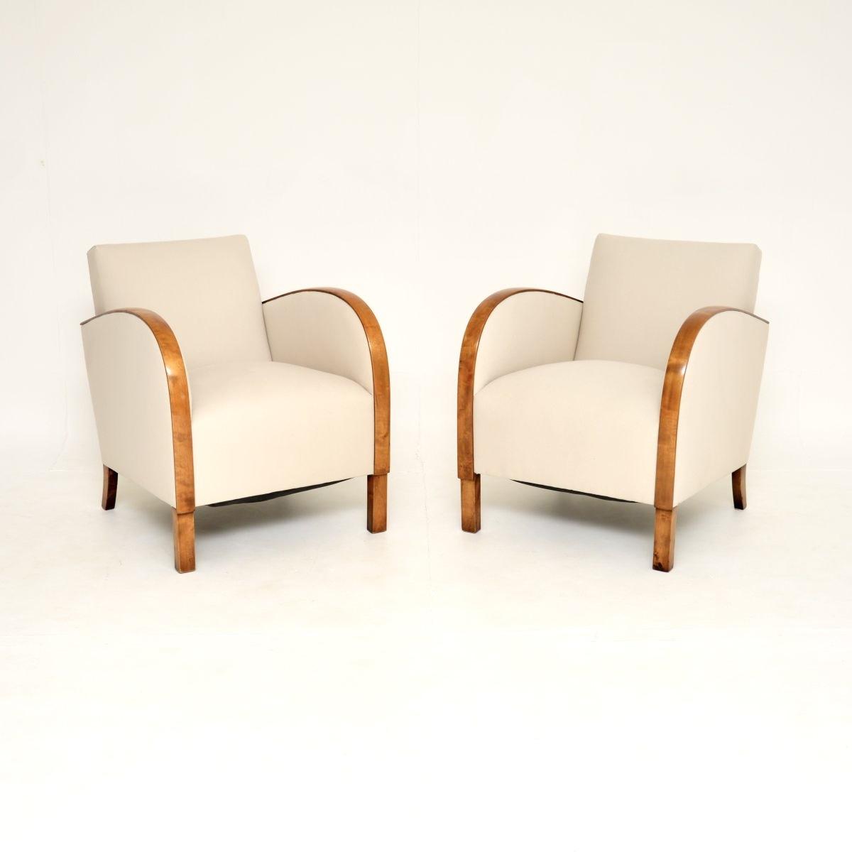 Pair of Swedish Art Deco Armchairs in Satin Birch (1 of 10) Pair of Swedish Art Deco Armchairs in Satin Birch (1 of 10)