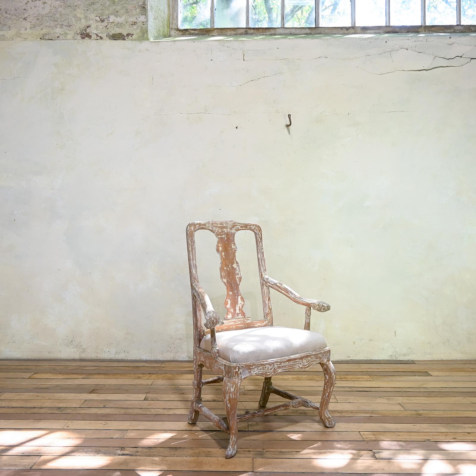 18th Century Swedish Gustavian Painted Open Armchair (1 of 16)