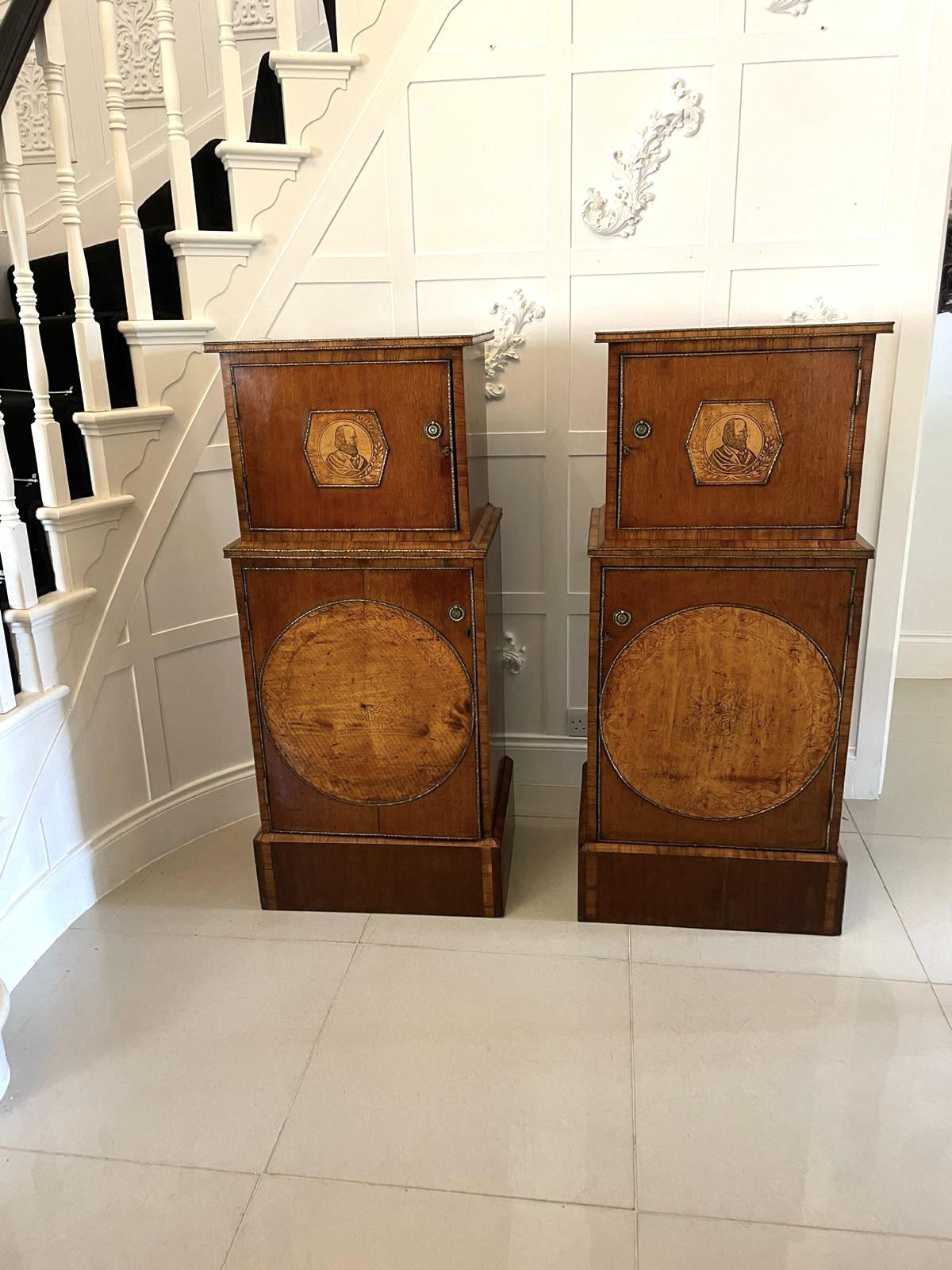 Unusual Pair of Antique George III Quality Inlaid Mahogany & Kingwood Pedestals (1 of 19)