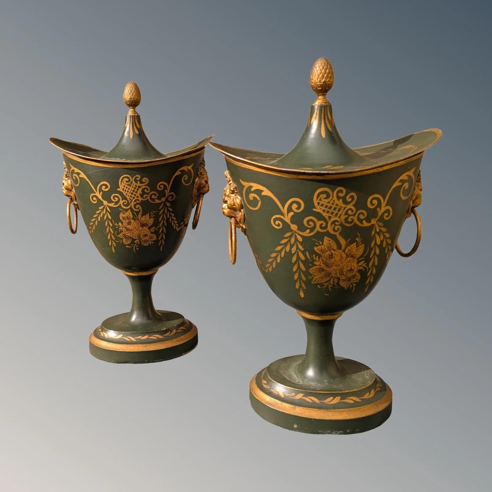Regency Style Toleware Chestnut Urns (1 of 6) Regency Style Toleware Chestnut Urns (1 of 6)