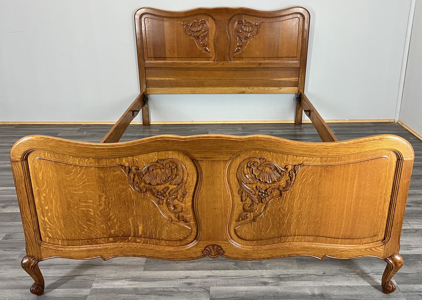 Bed Frame Vintage French Style Oak Double Decorative Panel (1 of 9)