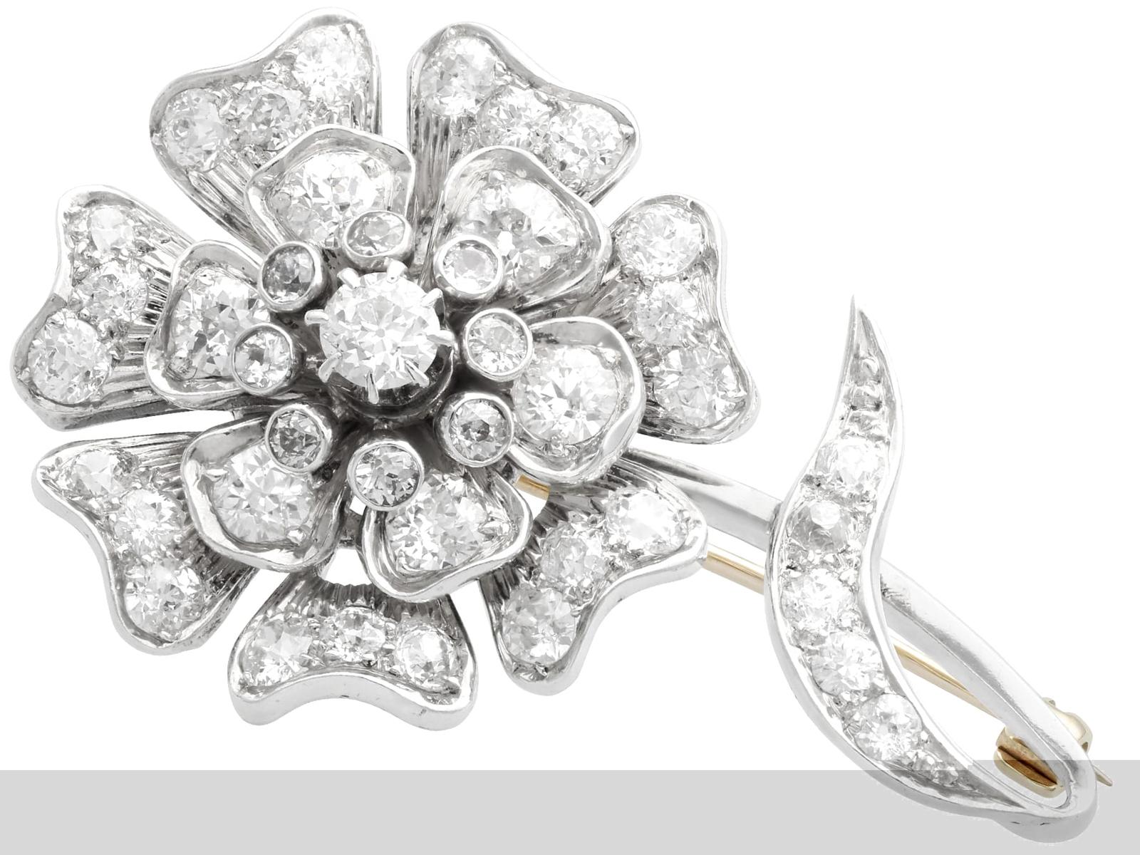 Antique 4.59ct Diamond & 15ct Yellow Gold Floral Brooch c.1880 (1 of 11)