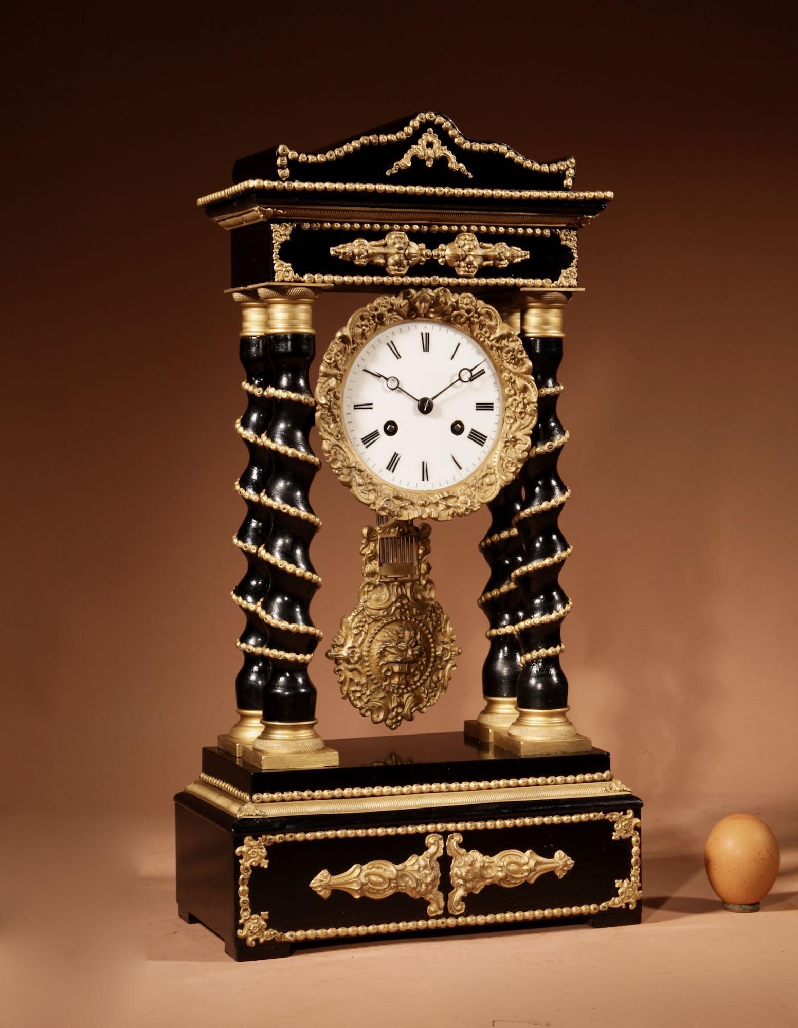 Impressive Original Ebonised And Gilded French Portico Clock (1 of 10) Impressive Original Ebonised And Gilded French Portico Clock (1 of 10)