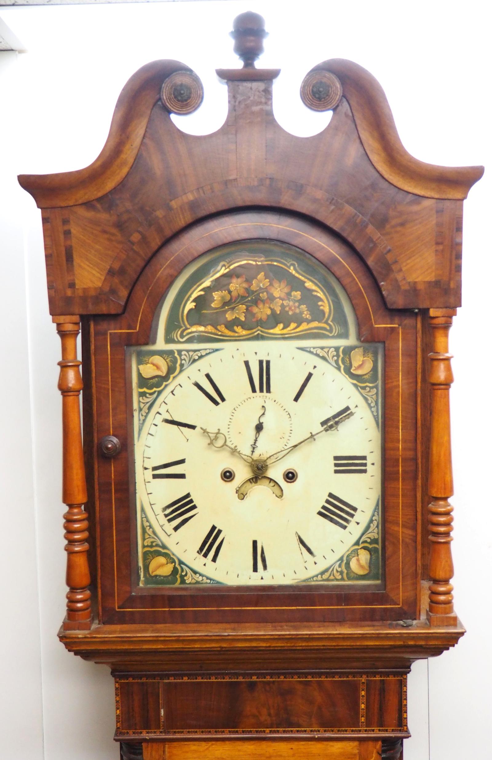 19thc Century English 8 Day Mahogany Longcase Grandfather Clock with Case Painted Dial (1 of 12) 19thc Century English 8 Day Mahogany Longcase Grandfather Clock with Case Painted Dial (1 of 12)