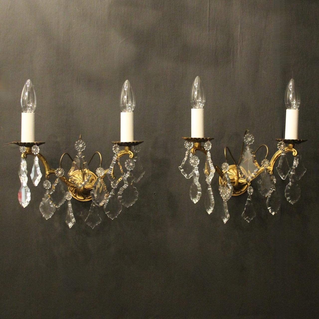 French Gilded & Crystal Twin Arm Wall Lights (1 of 10) French Gilded & Crystal Twin Arm Wall Lights (1 of 10)