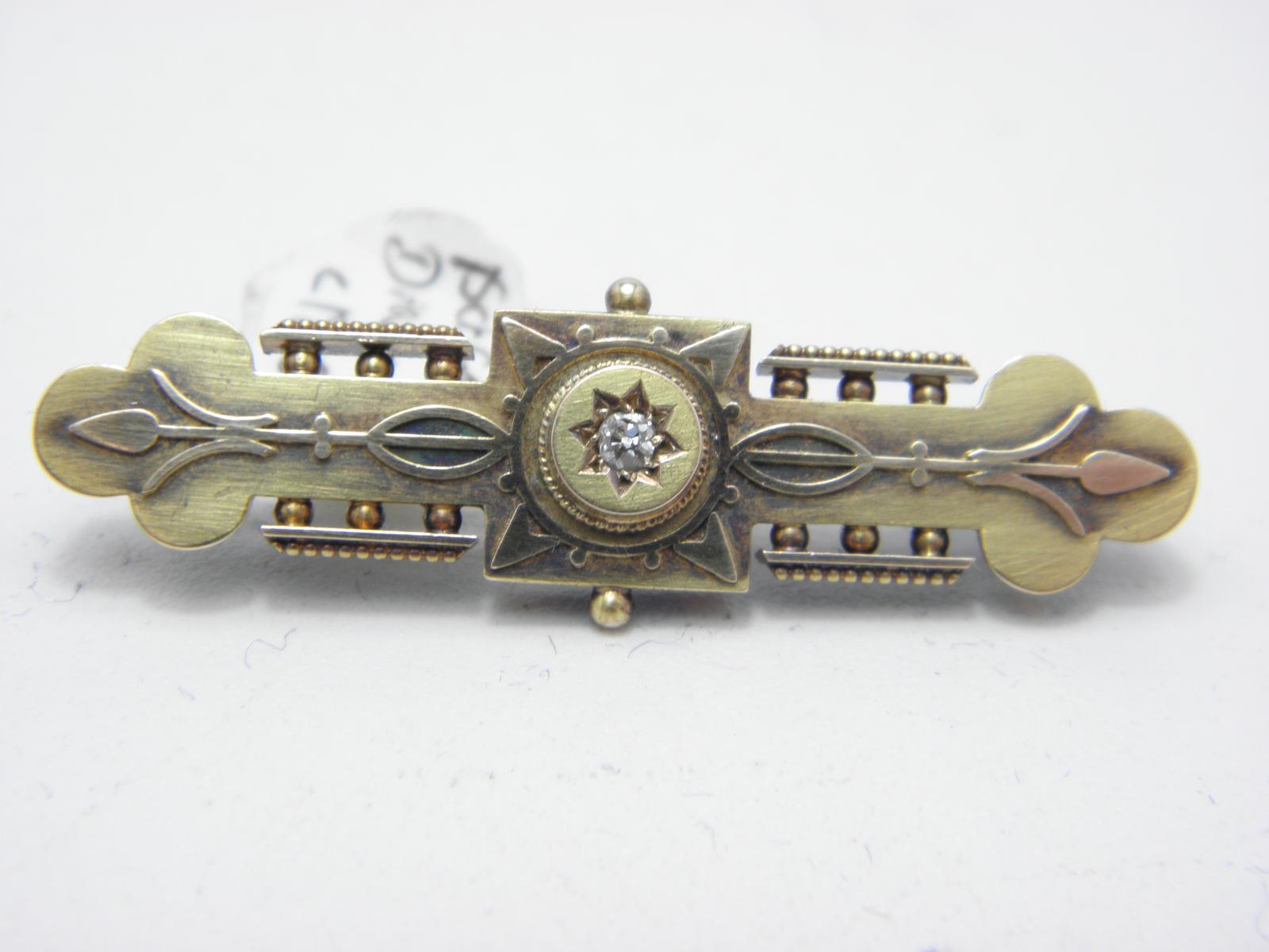Antique 15ct Gold Diamond Exquisite Bar Brooch Pin C1870 Heavy 5g (1 of 16)