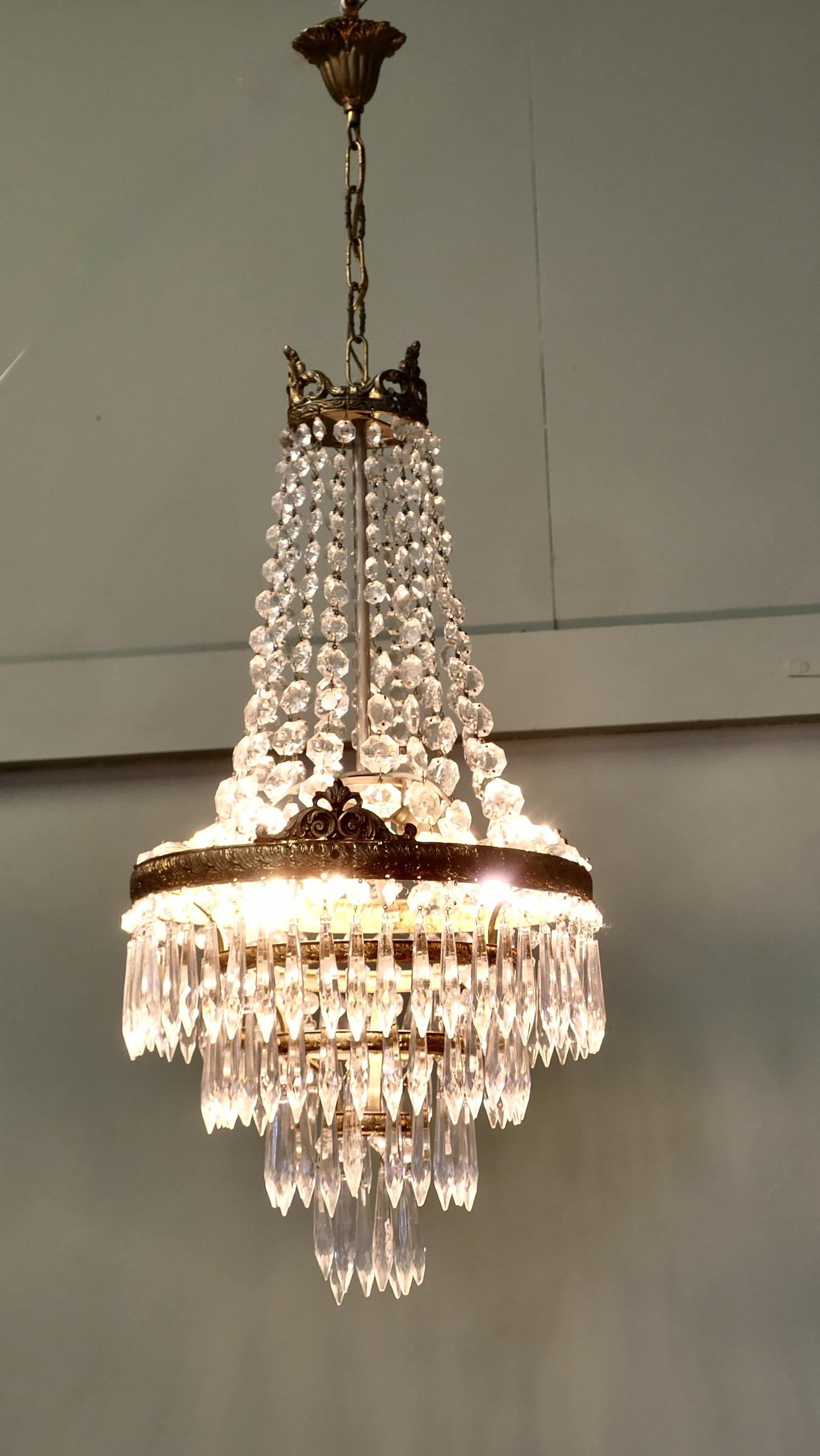 Large French Empire Style Crystal Waterfall Chandelier (1 of 7) Large French Empire Style Crystal Waterfall Chandelier (1 of 7)