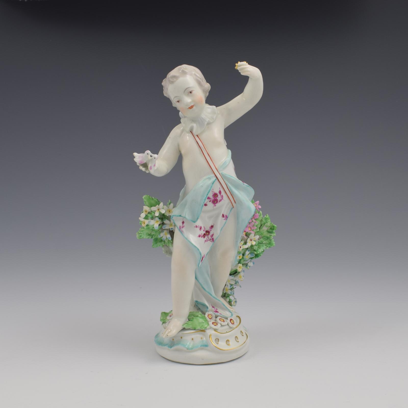 Rare Derby Porcelain Figure Cupid with Doves & Key c.1770 (1 of 13)