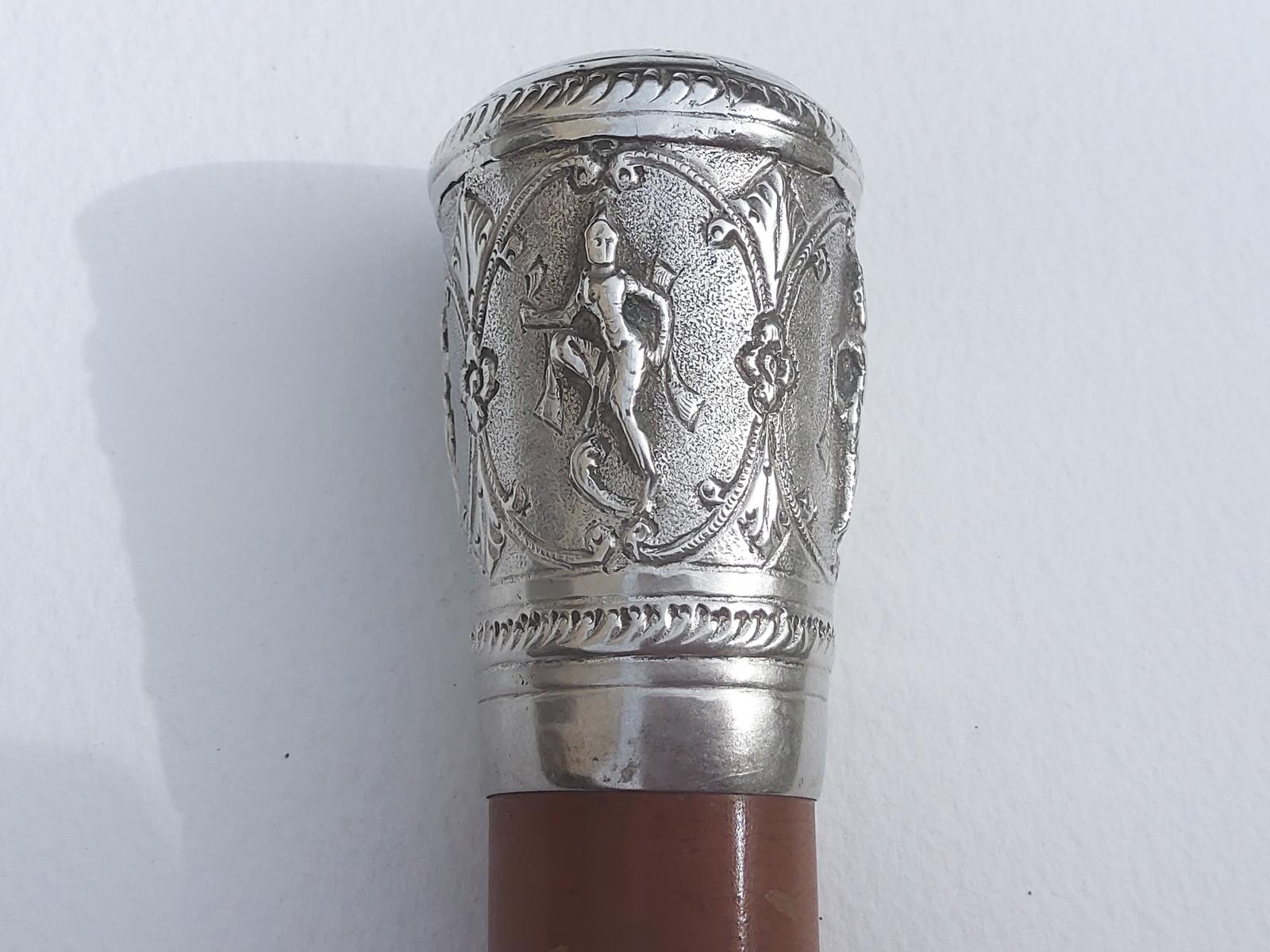 Indian Walking Cane with White Metal Handle to Shaft (1 of 5)