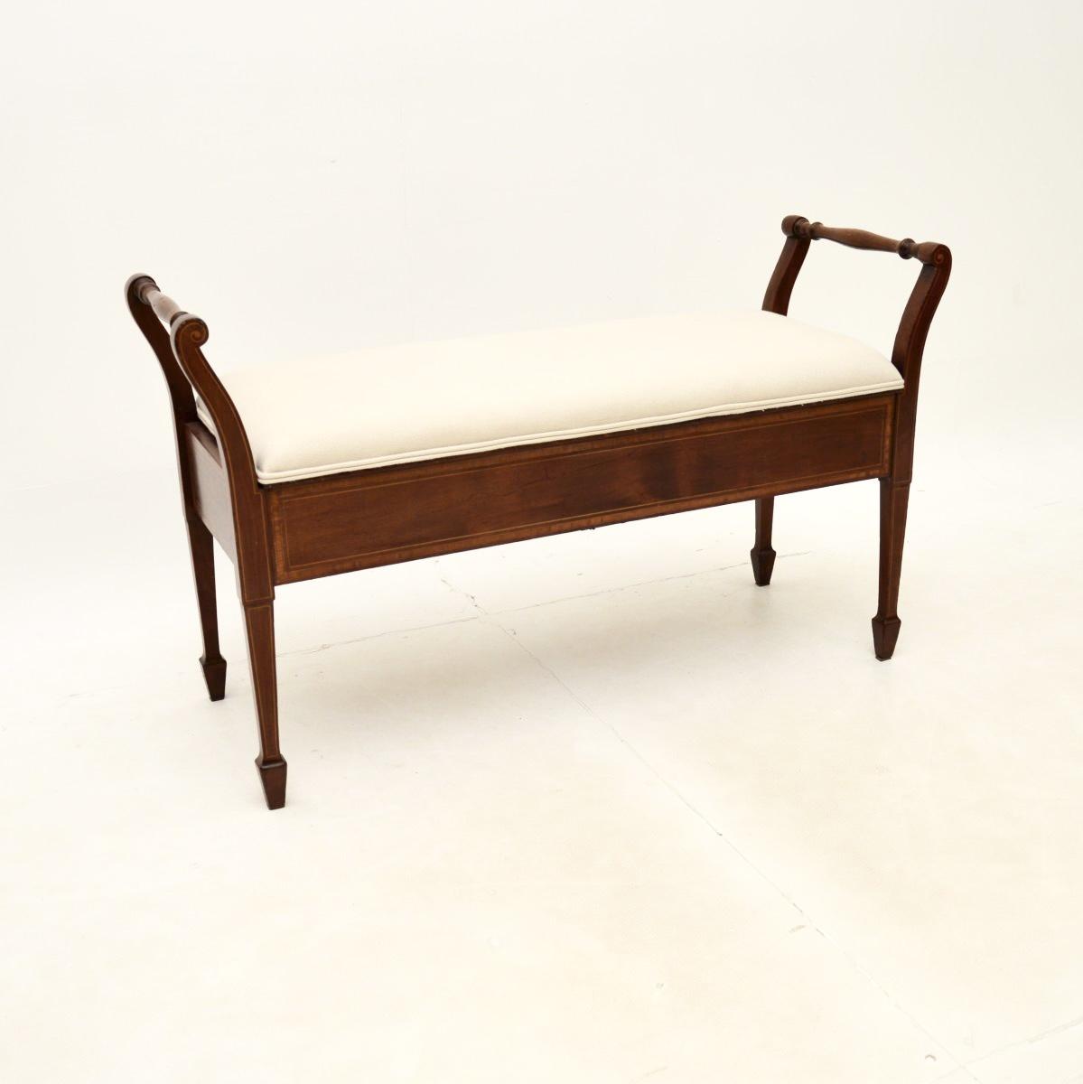 Antique Edwardian Inlaid Mahogany Piano Duet Stool (1 of 10) Antique Edwardian Inlaid Mahogany Piano Duet Stool (1 of 10)