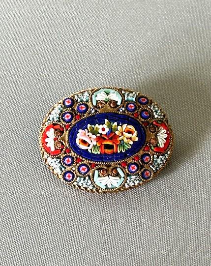 Large Oval 19th Century Micro Mosaic Brooch (1 of 5)