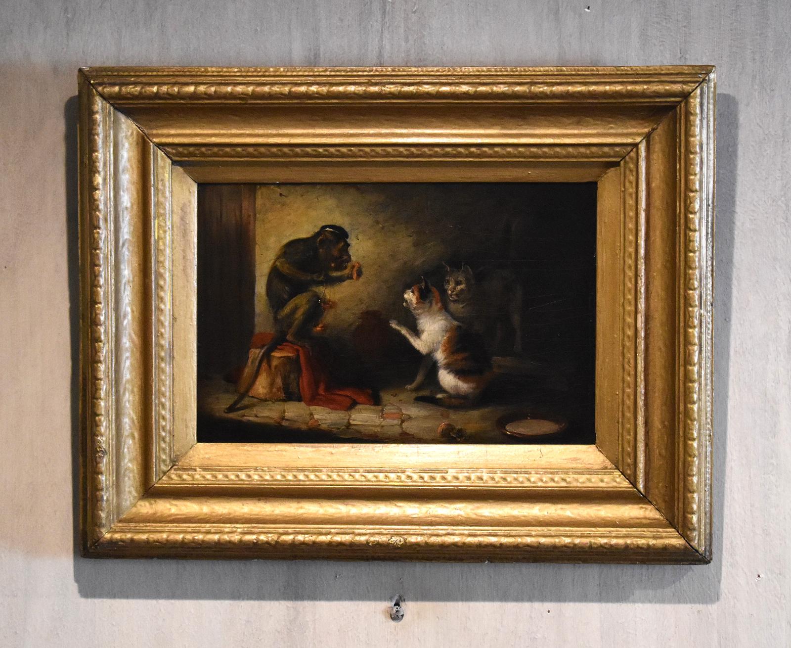 Fine Oil Painting of a Monkey Judge by Edmund Bristow 1787-1876 (1 of 9)