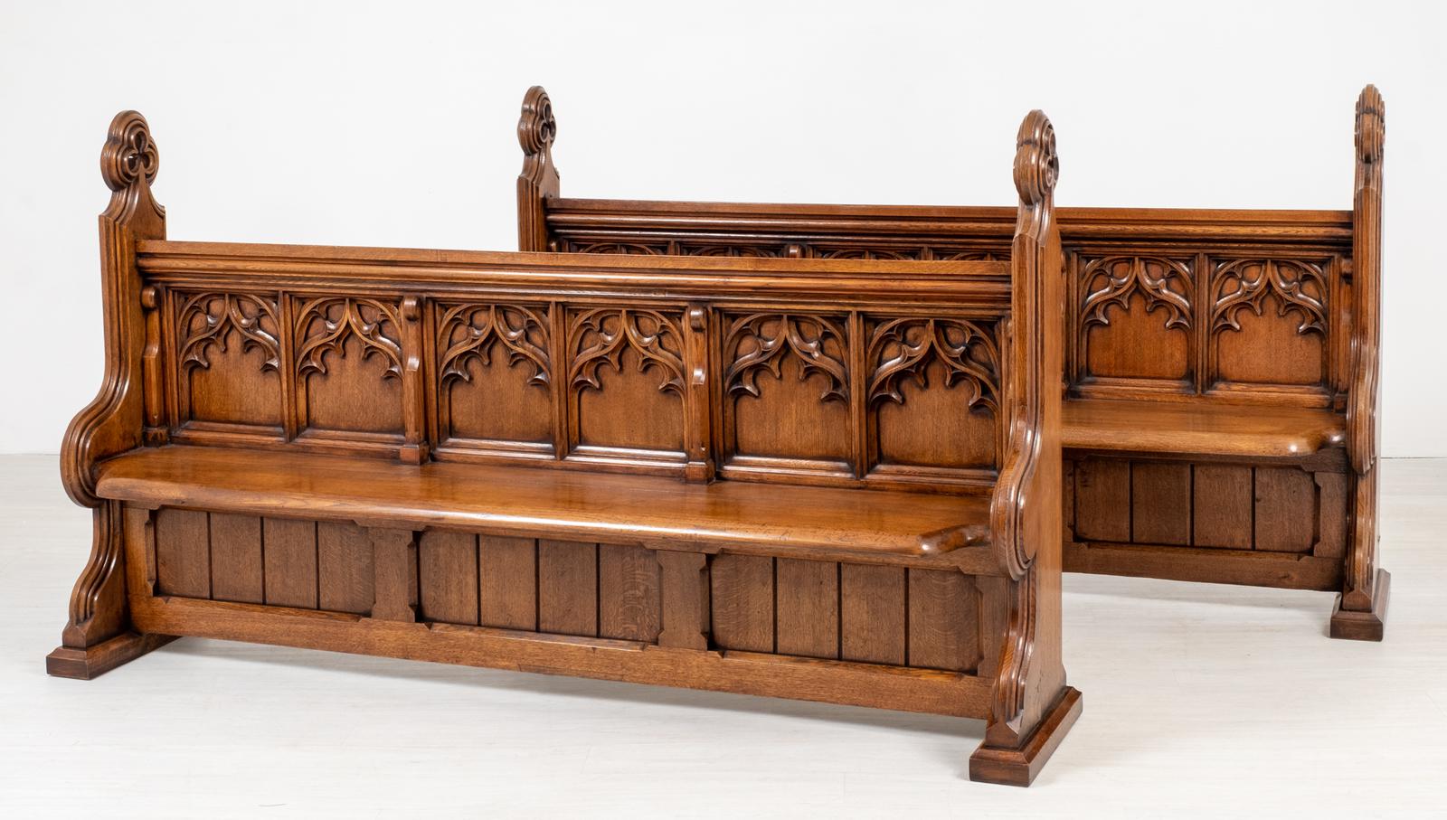 Pair of Victorian Carved Oak Pews (1 of 11) Pair of Victorian Carved Oak Pews (1 of 11)