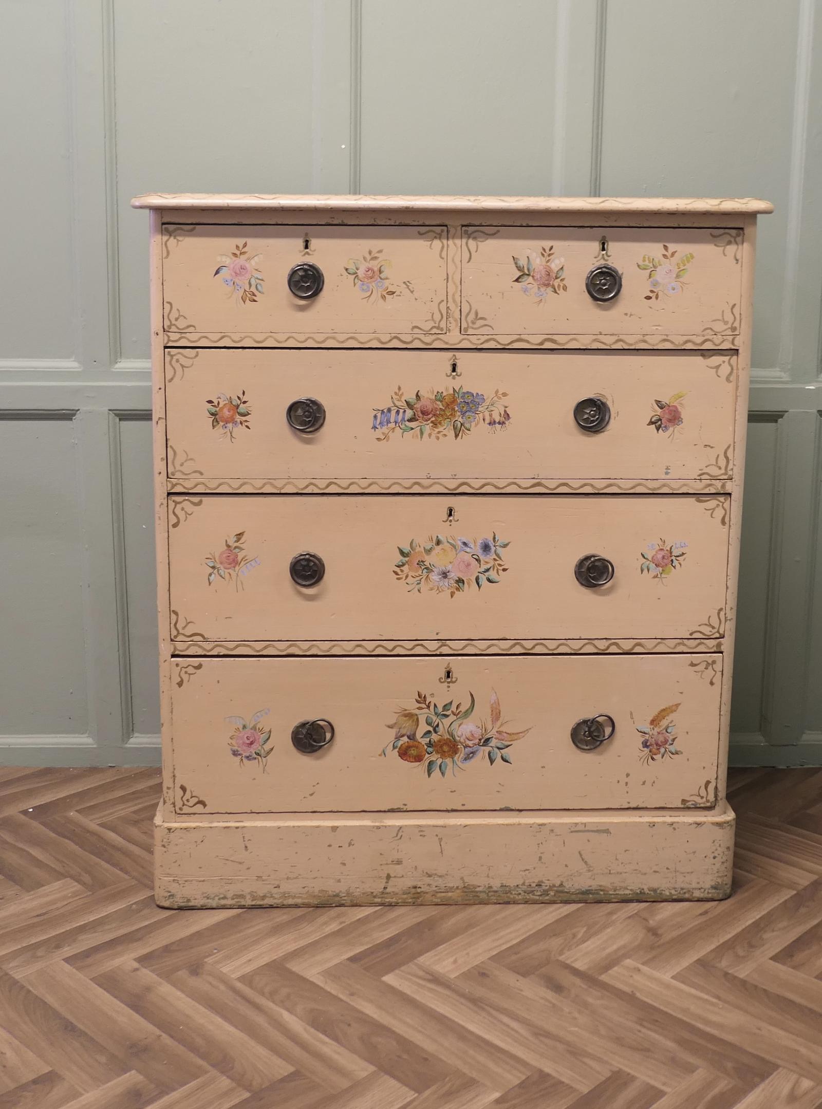 Victorian Chest of Drawers Hand Painted with Flowers (1 of 6) Victorian Chest of Drawers Hand Painted with Flowers (1 of 6)