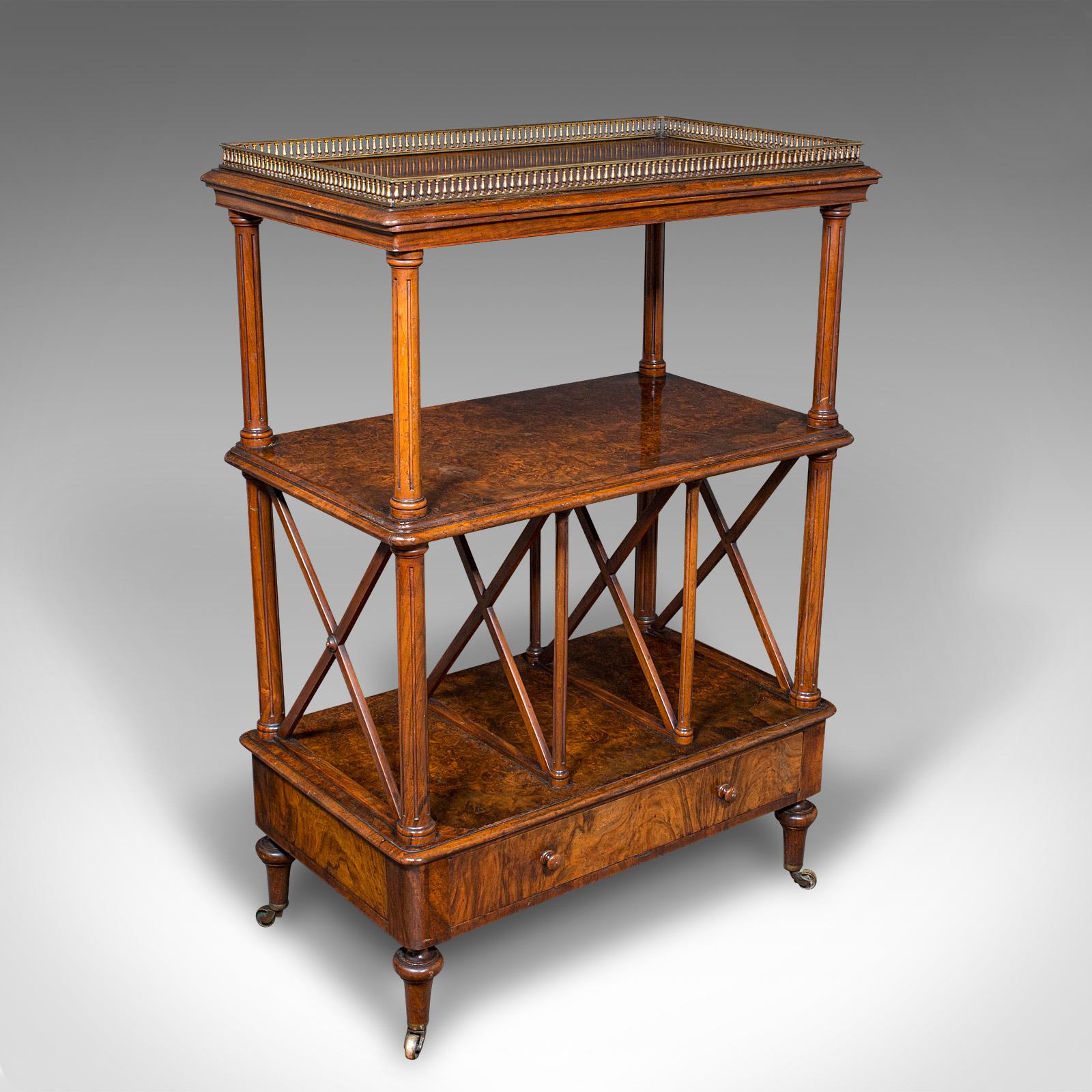 Antique Canterbury Whatnot, English Burr Walnut, Display Stand, Etagere, Regency (1 of 10)