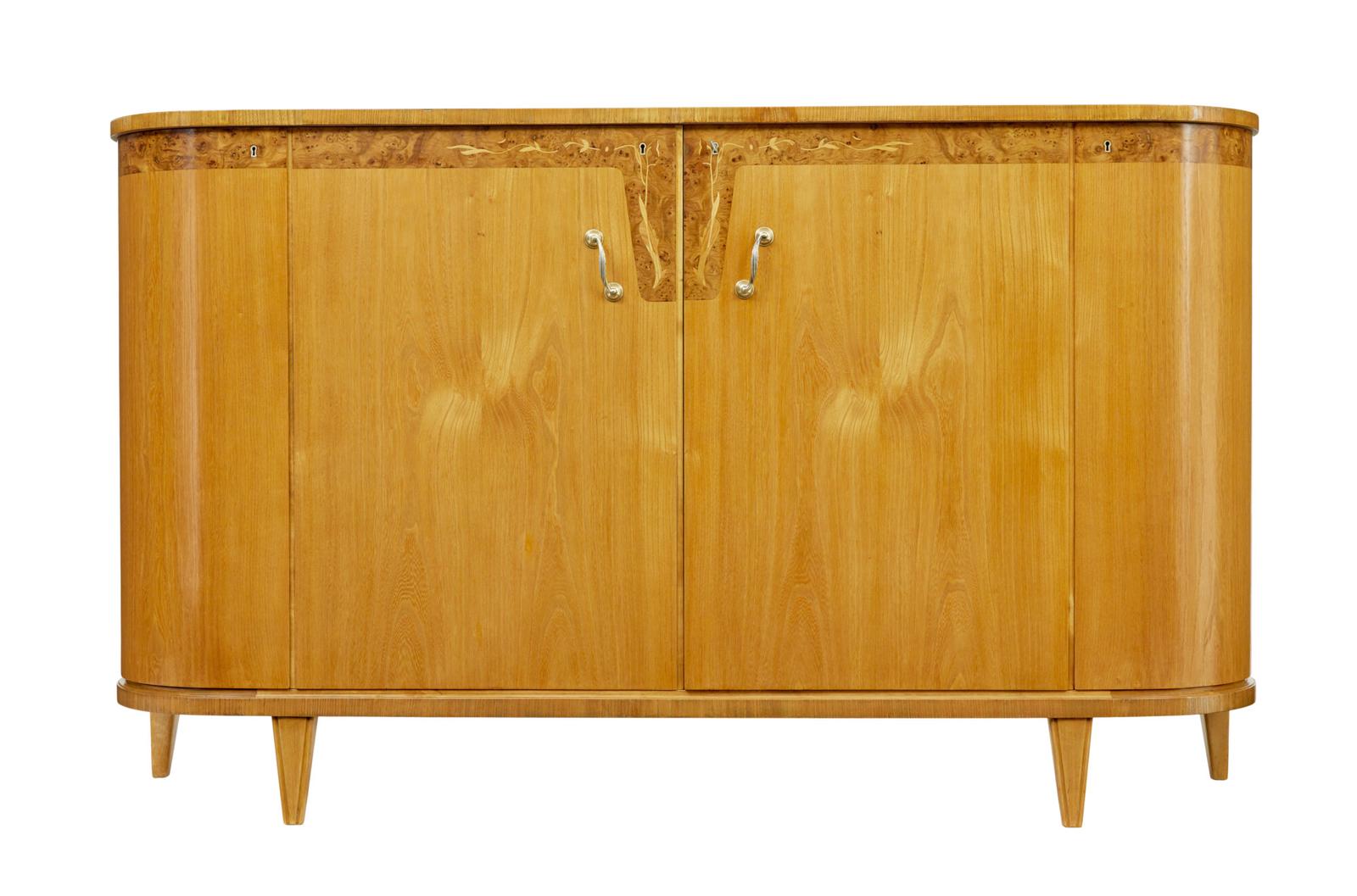 Mid Century Swedish Inlaid Elm Sideboard (1 of 11)