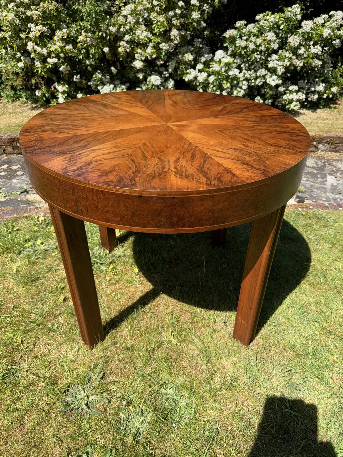 Extending Art Deco Dining Table in Figured Walnut (1 of 5)