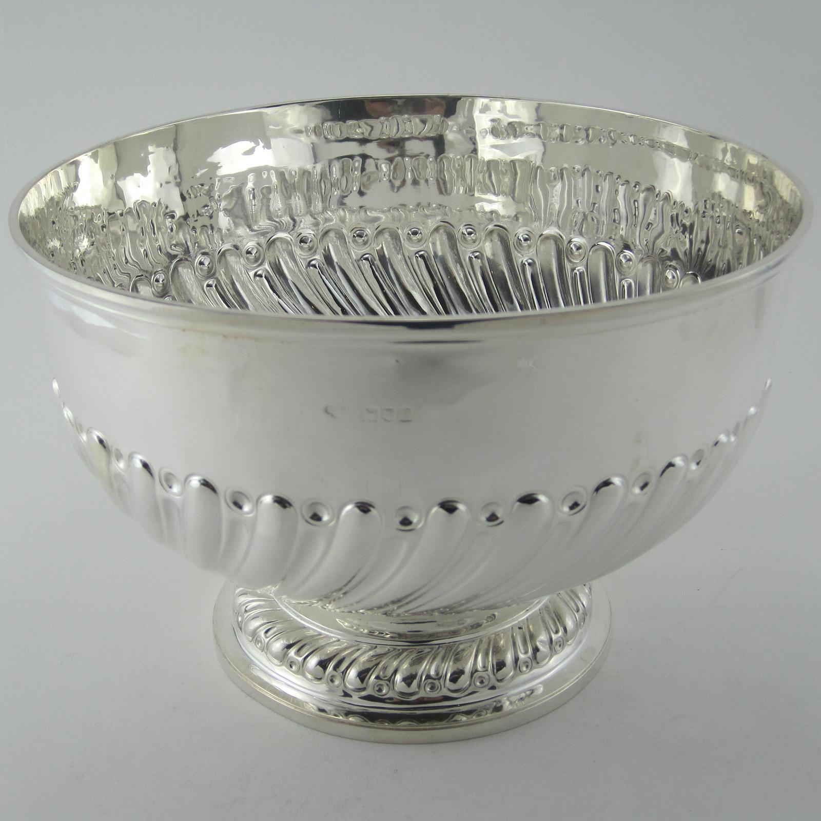 Large Handsome Late Victorian Sterling Silver Rose Bowl (1 of 7)