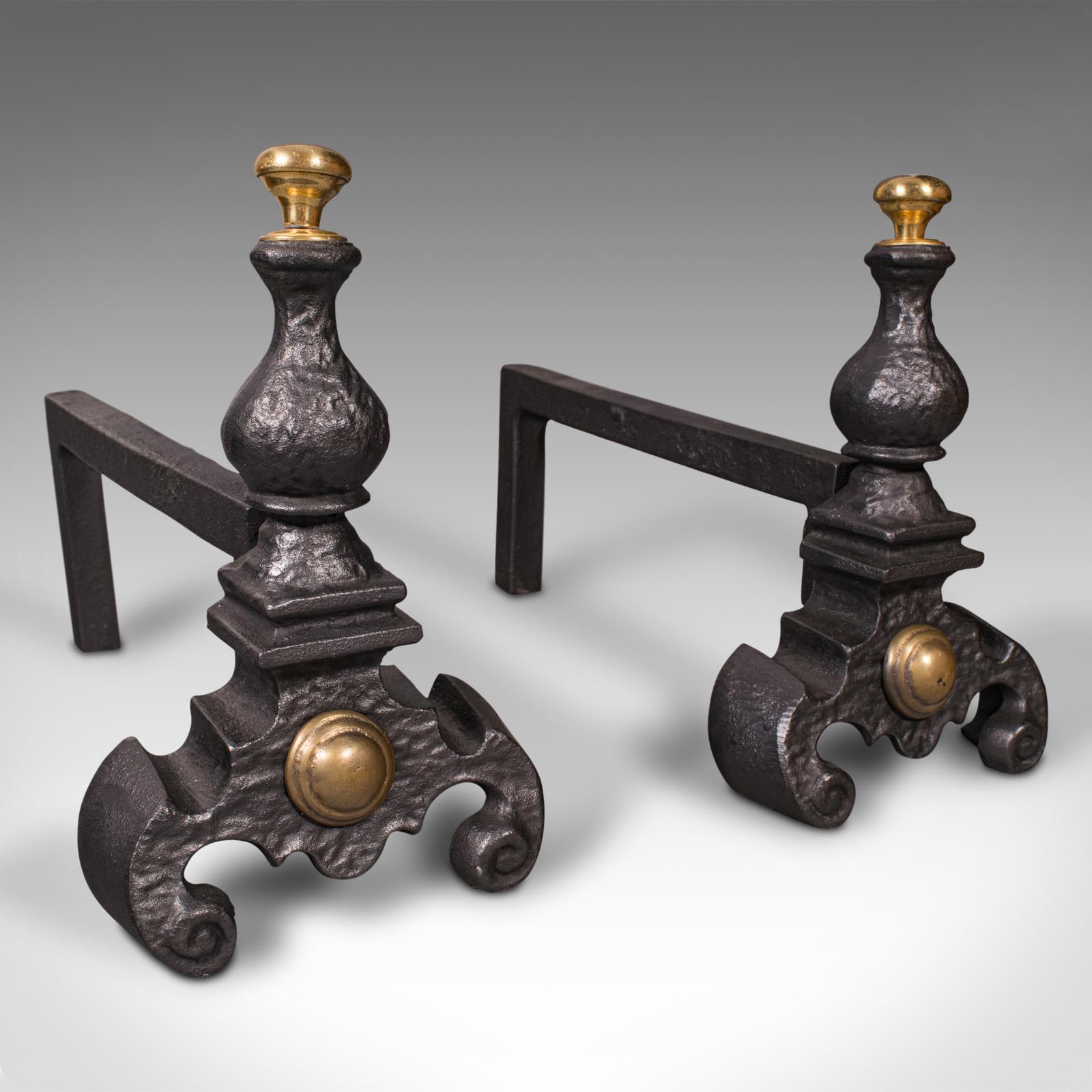 Pair Of Antique Decorative Fire Rests, English Fireside Andiron, Victorian, 1850 (1 of 10)