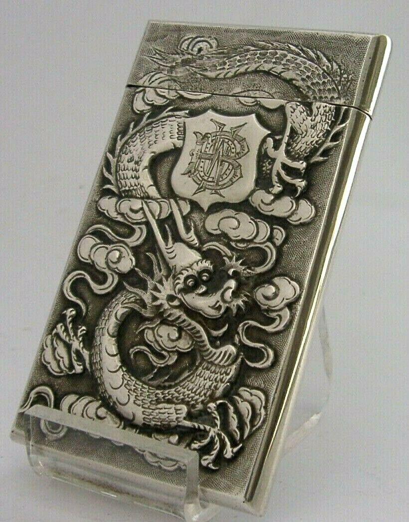 Antique Chinese Export Solid Silver Dragon Card Case c.1900 (1 of 9) Antique Chinese Export Solid Silver Dragon Card Case c.1900 (1 of 9)