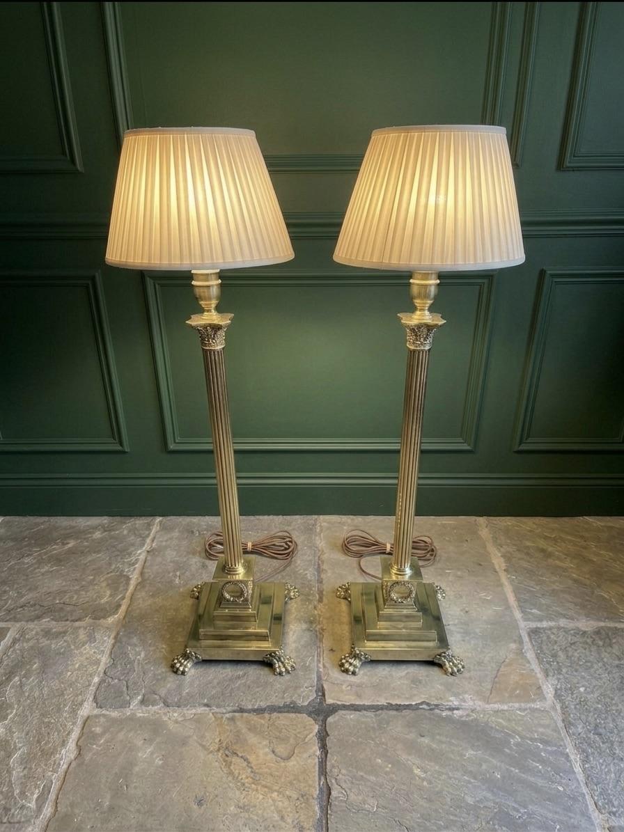 Exceptional Pair of 19th Century Brass Standard Lamps (1 of 8) Exceptional Pair of 19th Century Brass Standard Lamps (1 of 8)