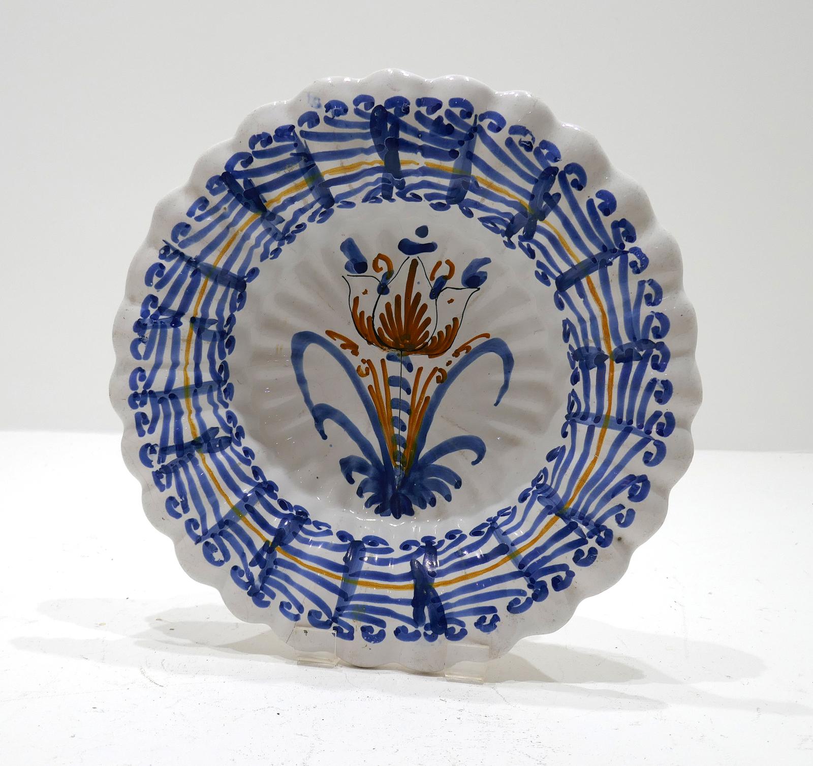 Antique Early Pottery 17th Century Polychrome Delft Moulded Lobed Dish - Dutch (1 of 3) Antique Early Pottery 17th Century Polychrome Delft Moulded Lobed Dish - Dutch (1 of 3)