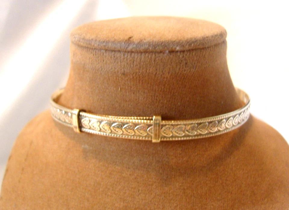 9ct Rose Rolled Gold Bangle Vintage 1940s Expandable Love Heart Bracelet 7 1/2"L (1 of 12)