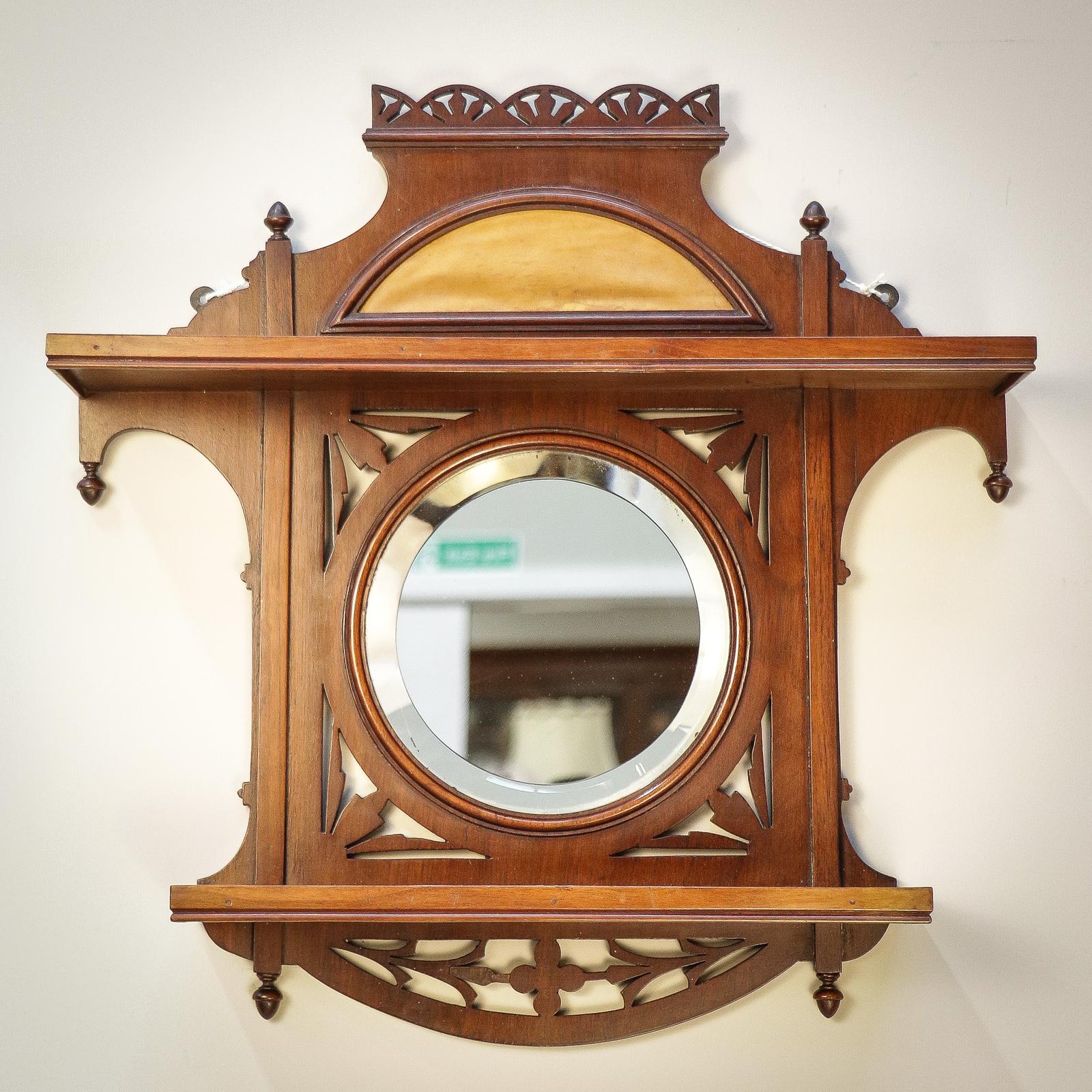 Mahogany Wall Mirror with Small Shelves Edwardian (1 of 16)
