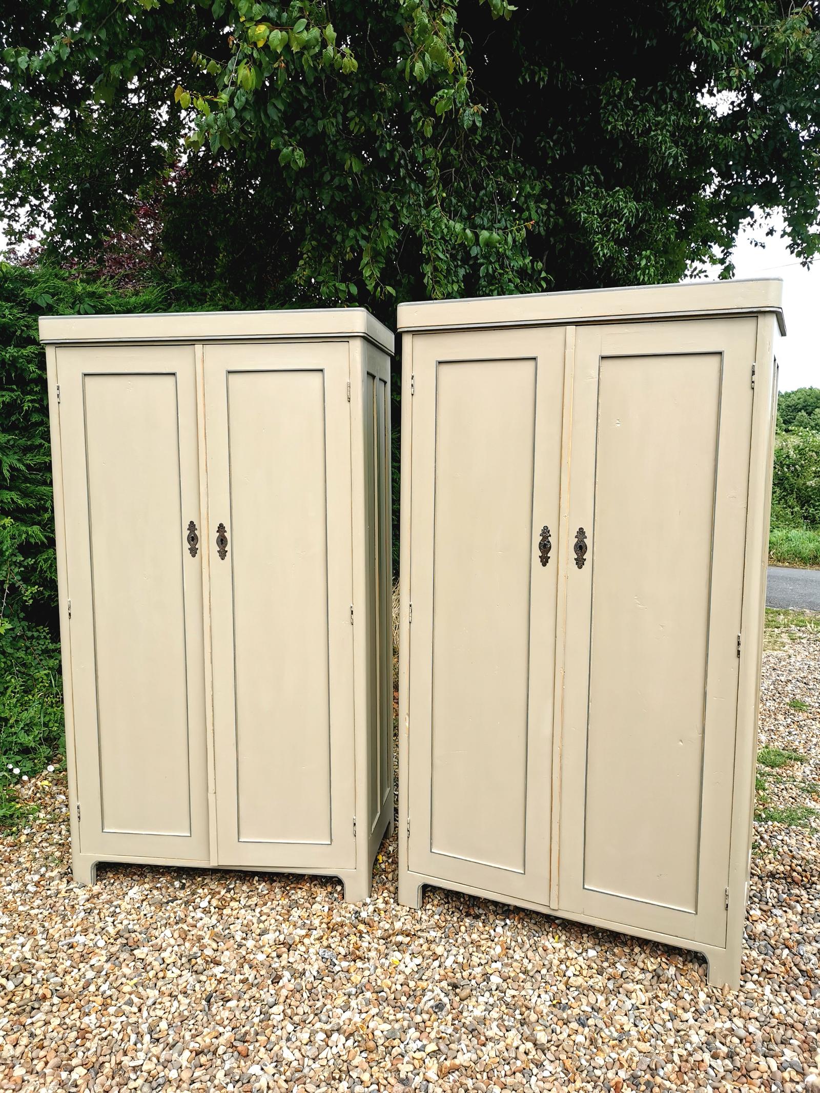 Pair of Late 19th Century Painted Pine Wardrobes (1 of 13) Pair of Late 19th Century Painted Pine Wardrobes (1 of 13)