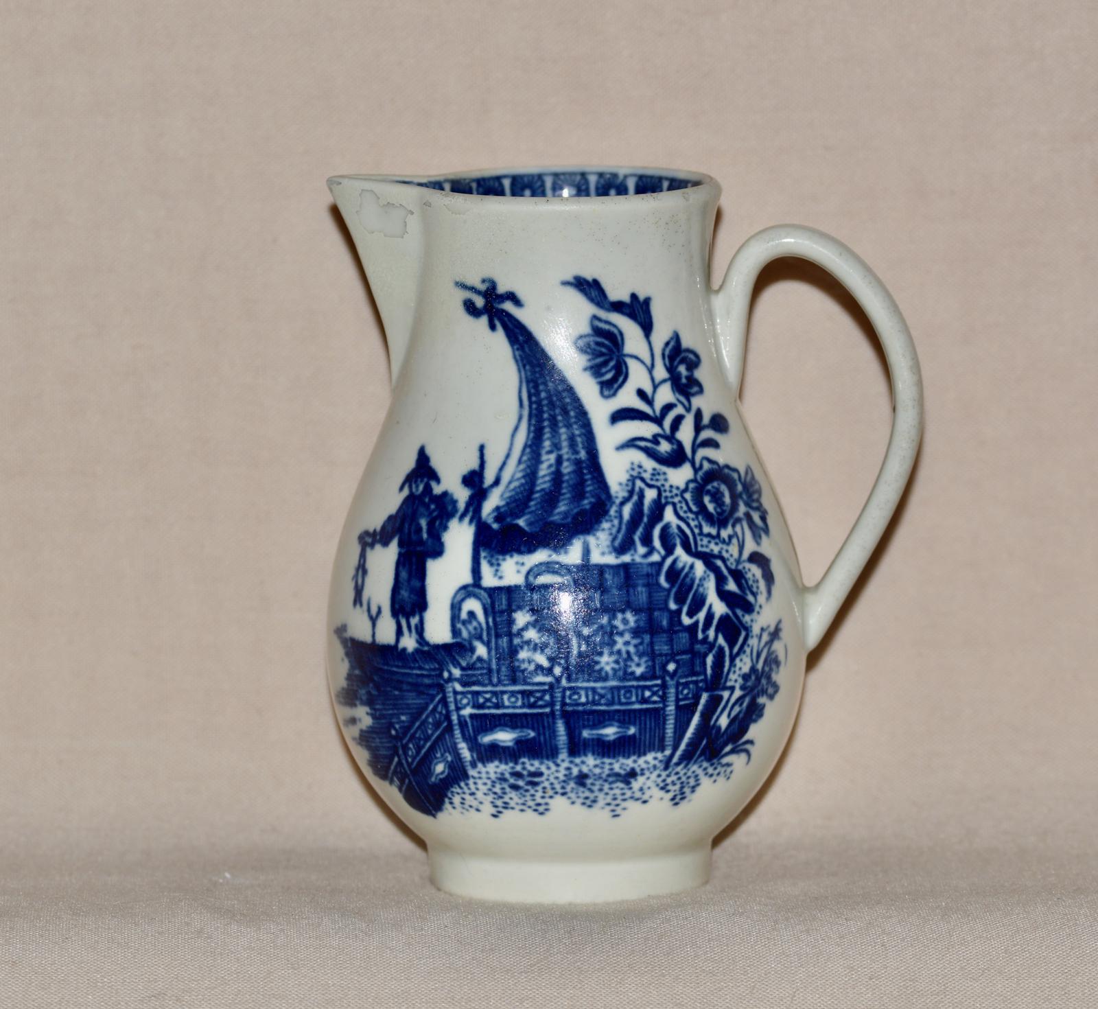 18th Century Worcester Porcelain “Fisherman & Cormorant” Sparrow-beak Jug (1 of 7)