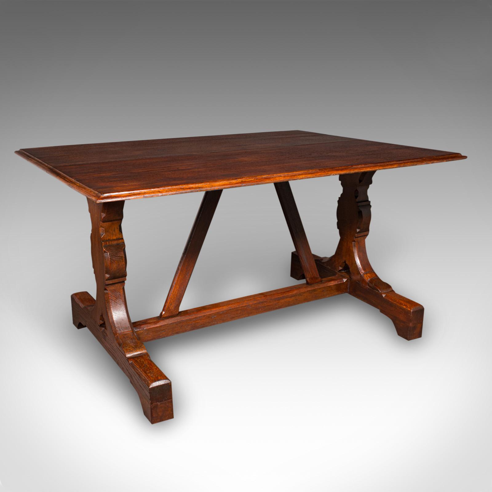 Antique Six Seat Country Kitchen Dining Table, English Oak, Refectory, Victorian (1 of 9)