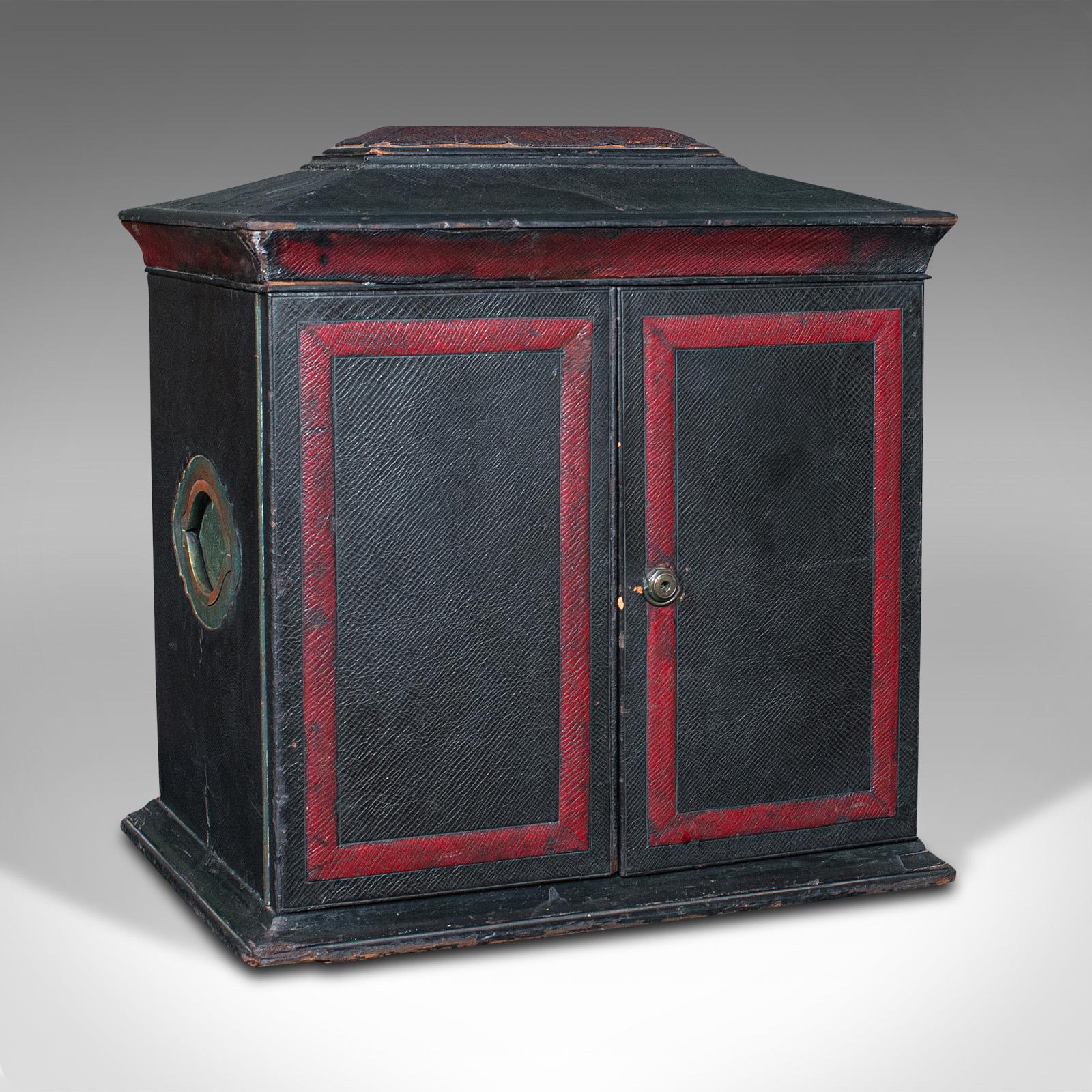 Antique Correspondence Box, English, Leather Cabinet, Houghton & Gunn, Victorian (1 of 10)