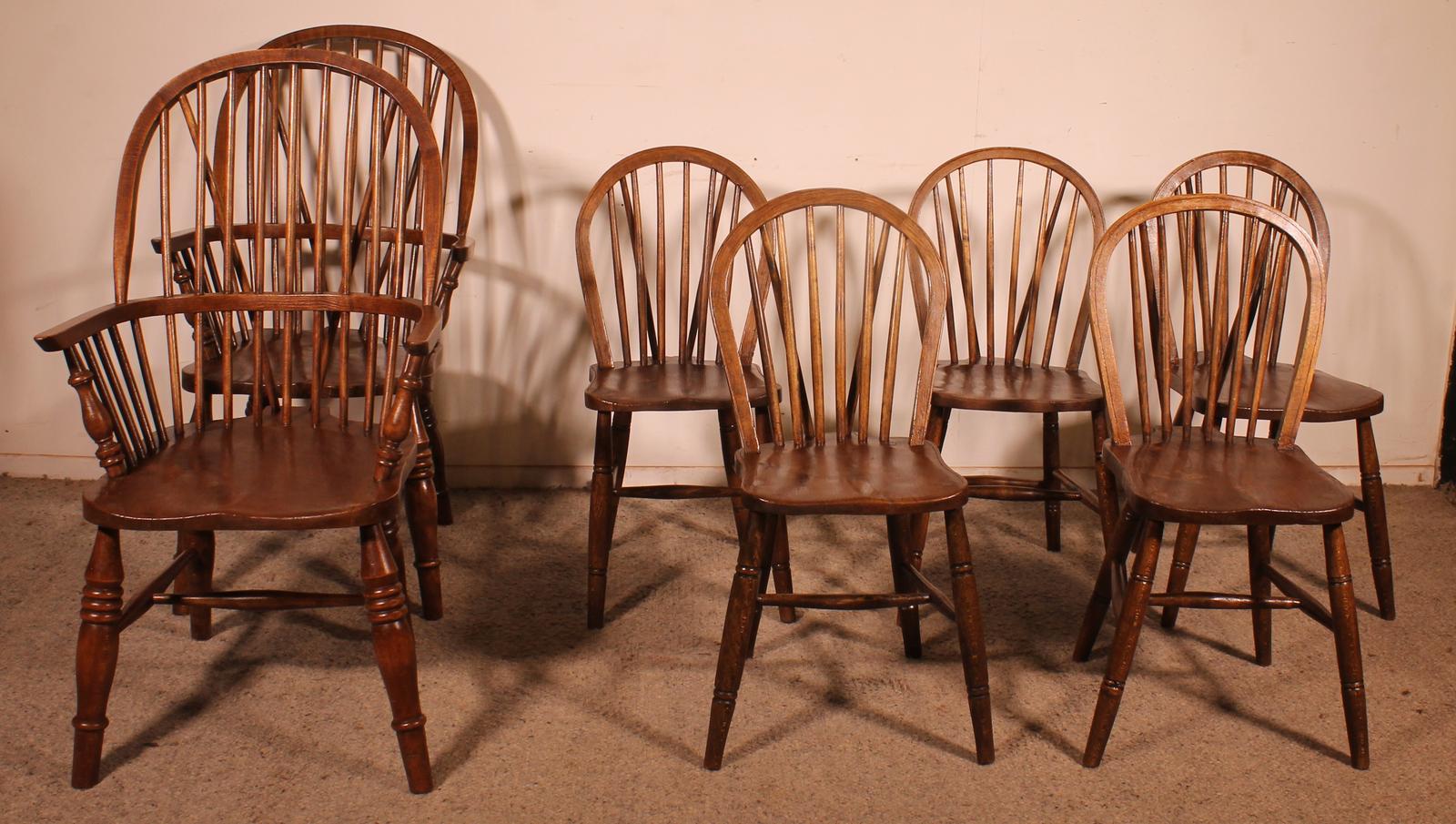 Set of 5 Chairs & 2 Windsor Armchairs - 19th Century (1 of 12) Set of 5 Chairs & 2 Windsor Armchairs - 19th Century (1 of 12)