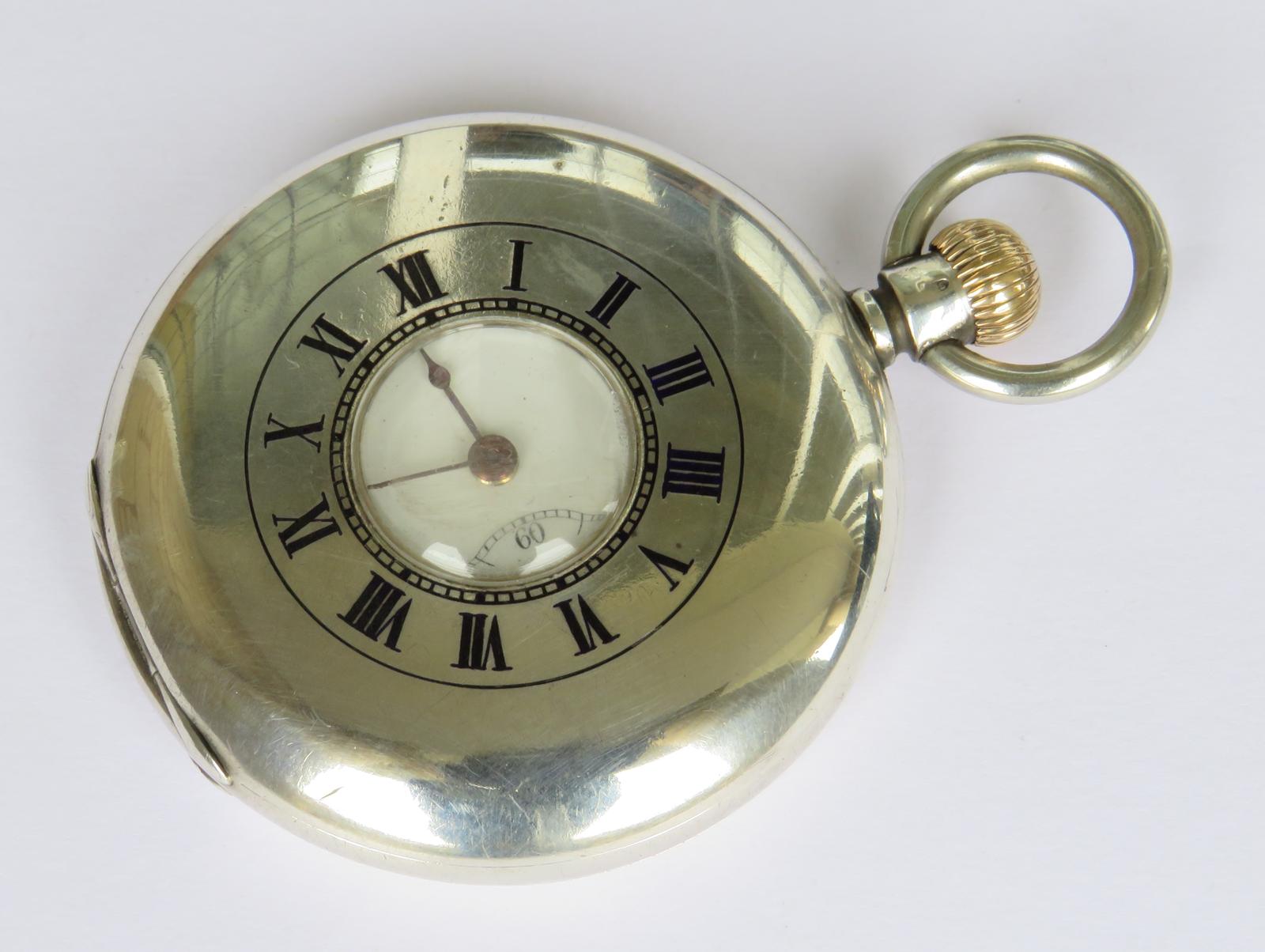 Pocket Watch : Antique Silver Longines Half Hunter Pocket Watch (1 of 7)
