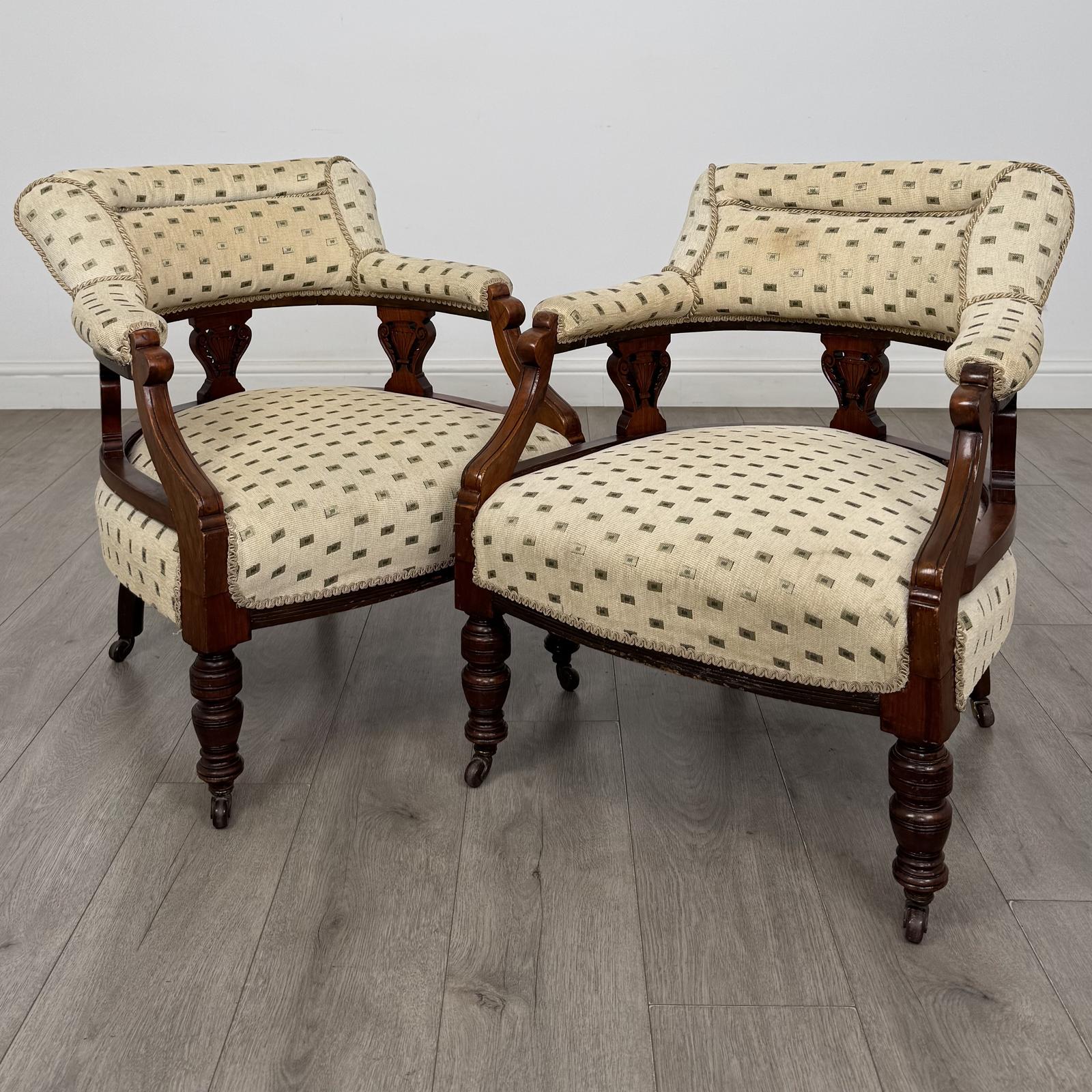 Antique 20th Century Edwardian Pair of Tub Chairs in Mahogany (1 of 14) Antique 20th Century Edwardian Pair of Tub Chairs in Mahogany (1 of 14)