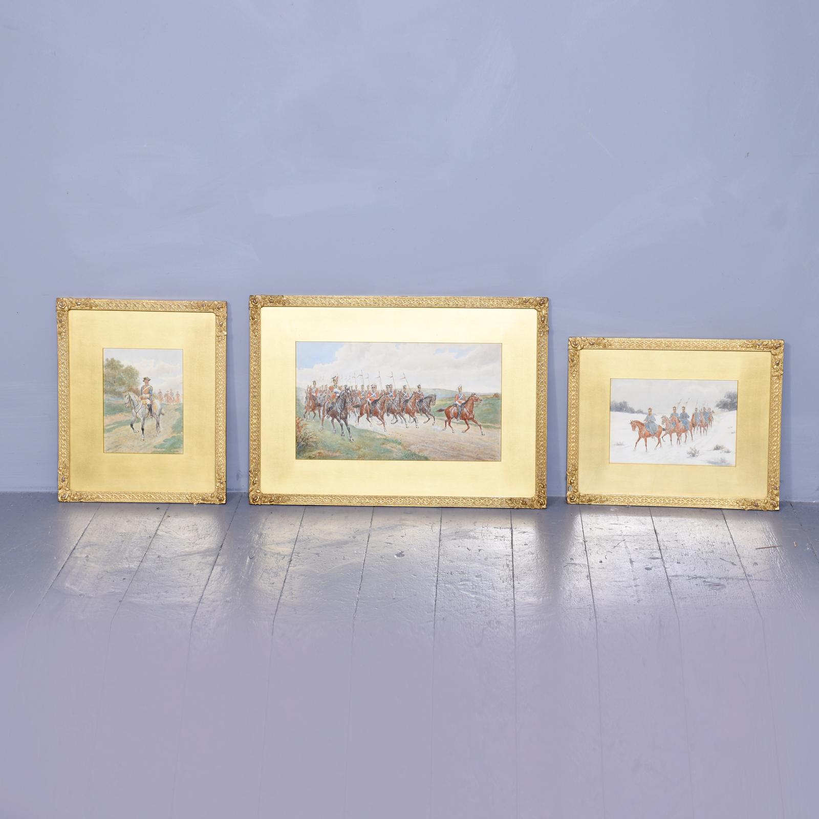 Set of 3 Cavalry Watercolours by Thomas Mackay (1 of 13)